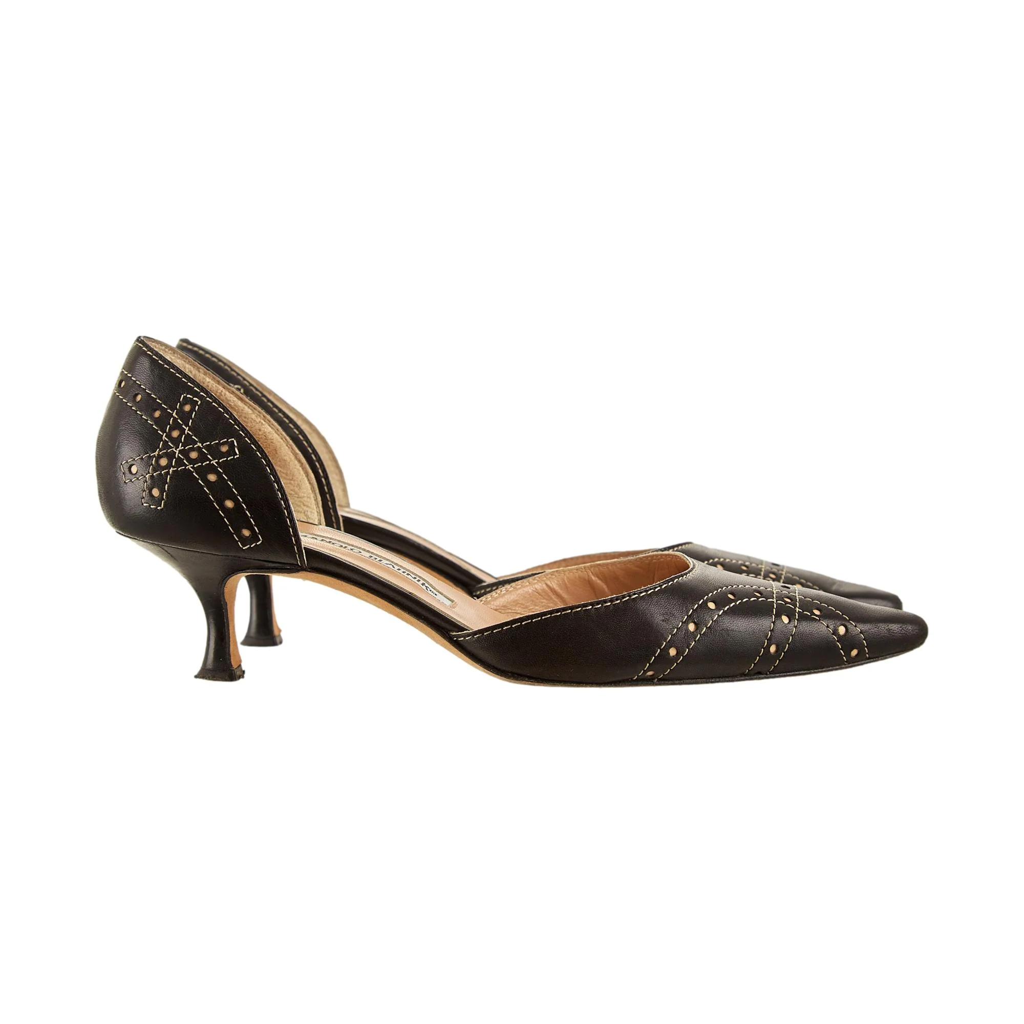 Manolo Blahnik Black Contrast Stitch Heels - Image 3