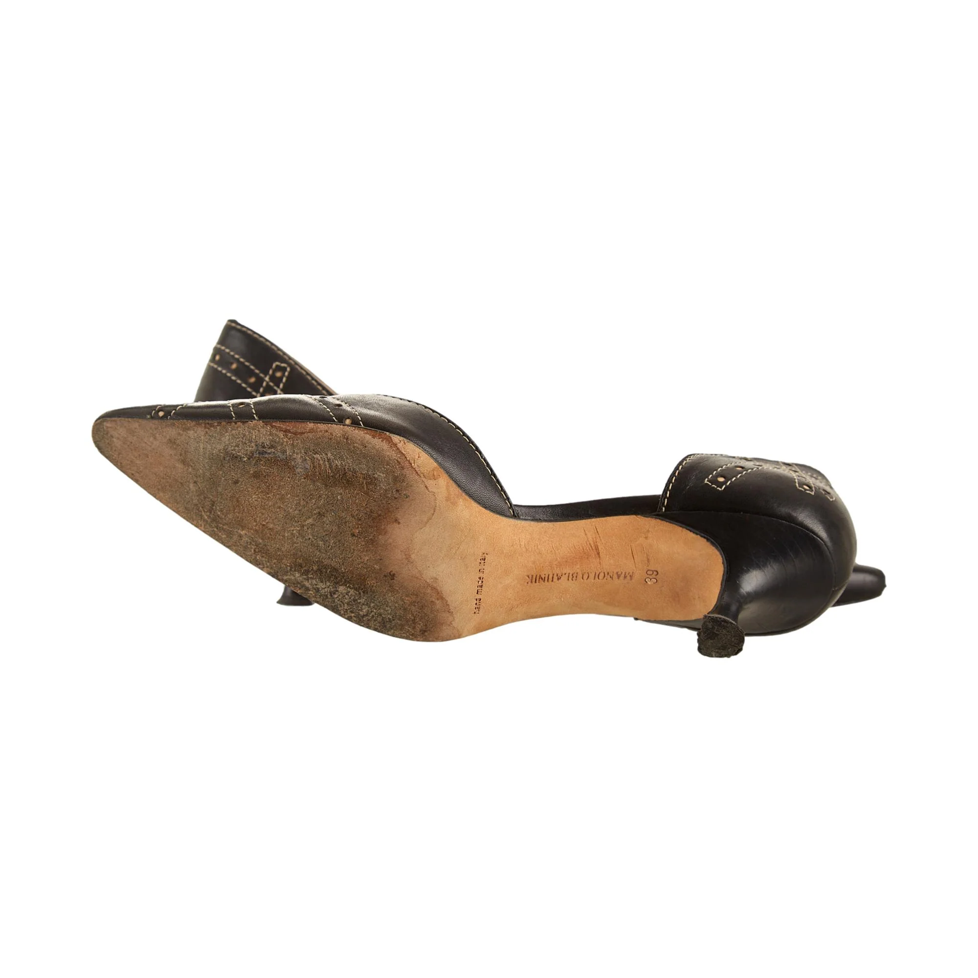 Manolo Blahnik Black Contrast Stitch Heels - Image 4