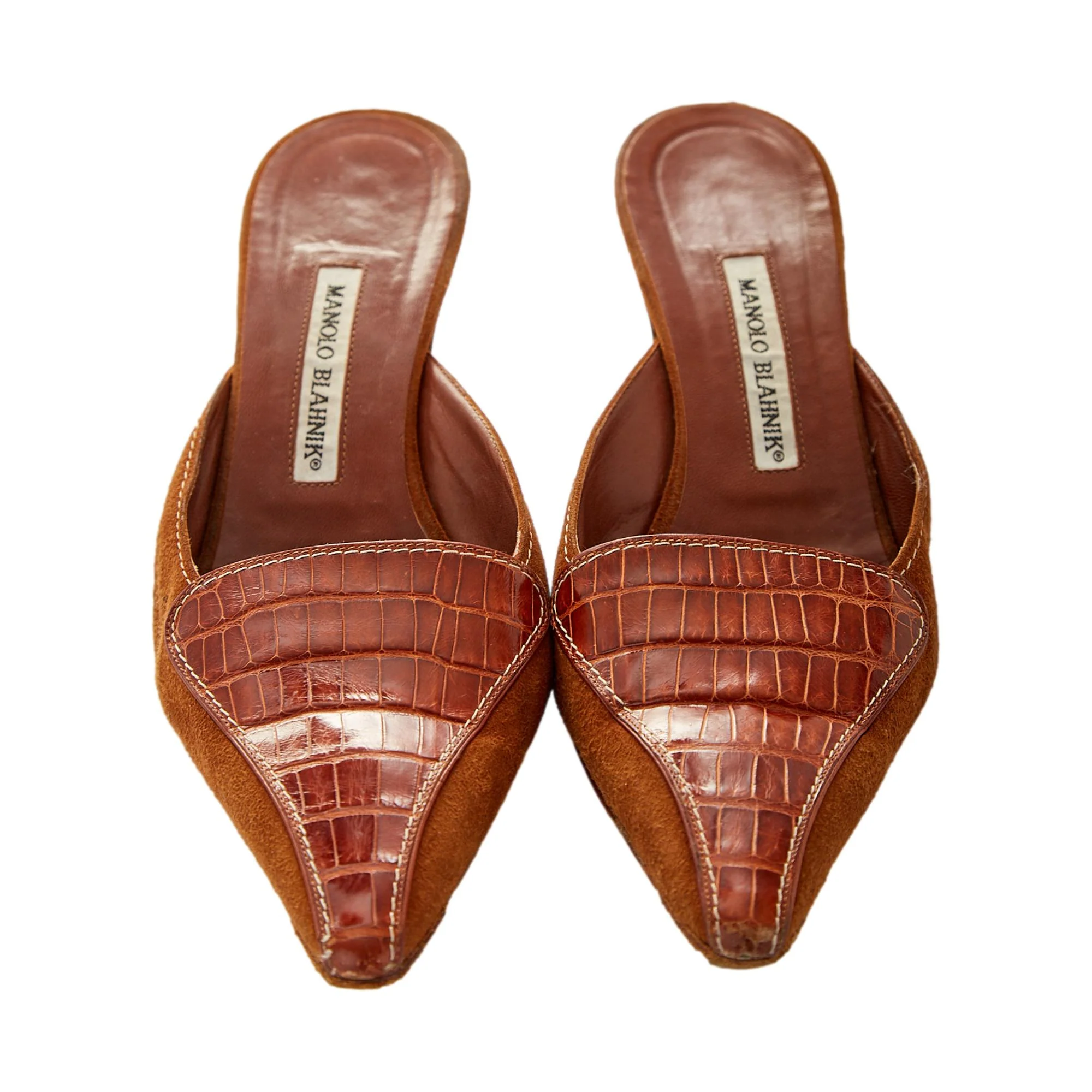 Manolo Blahnik Croc Kitten Heels - Image 3