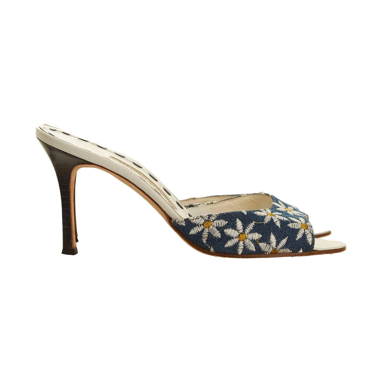 Manolo Blahnik Denim Daisy Heels - Image 2