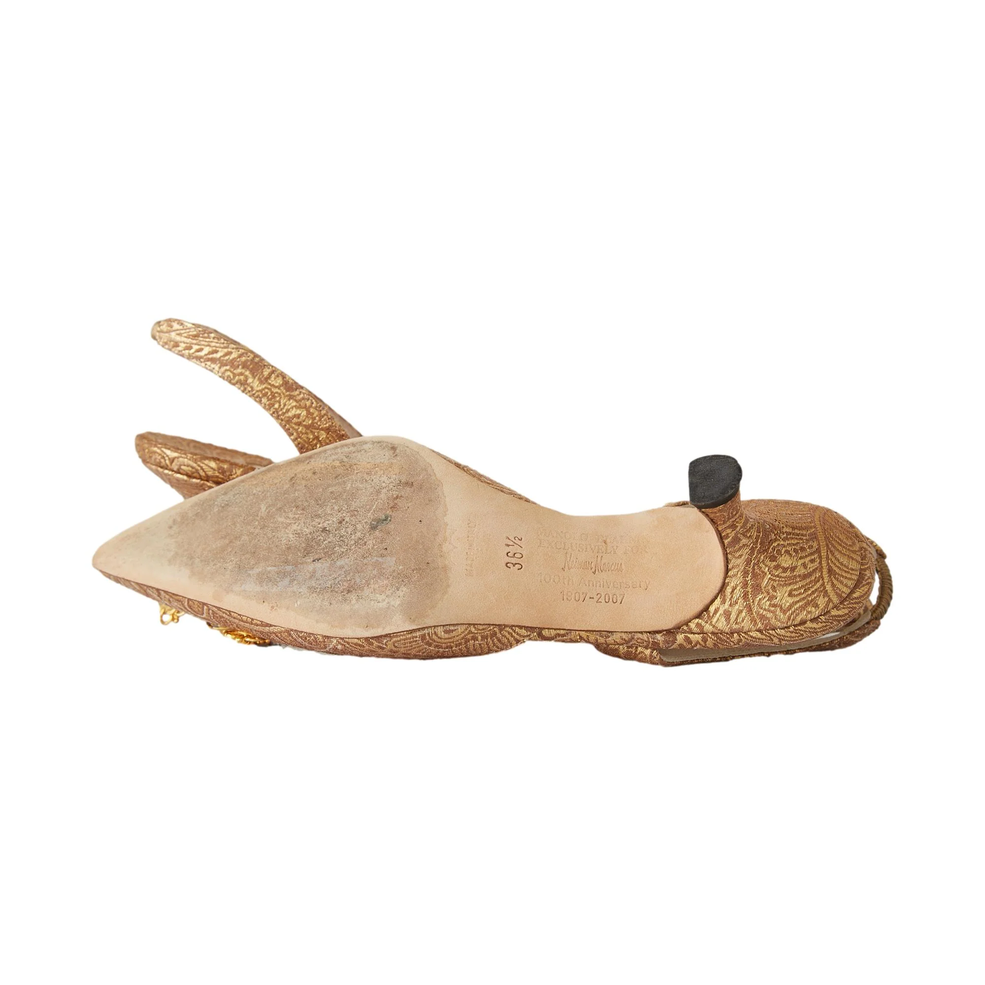 Manolo Blahnik Gold Rhinestone Kitten Heels - Image 3