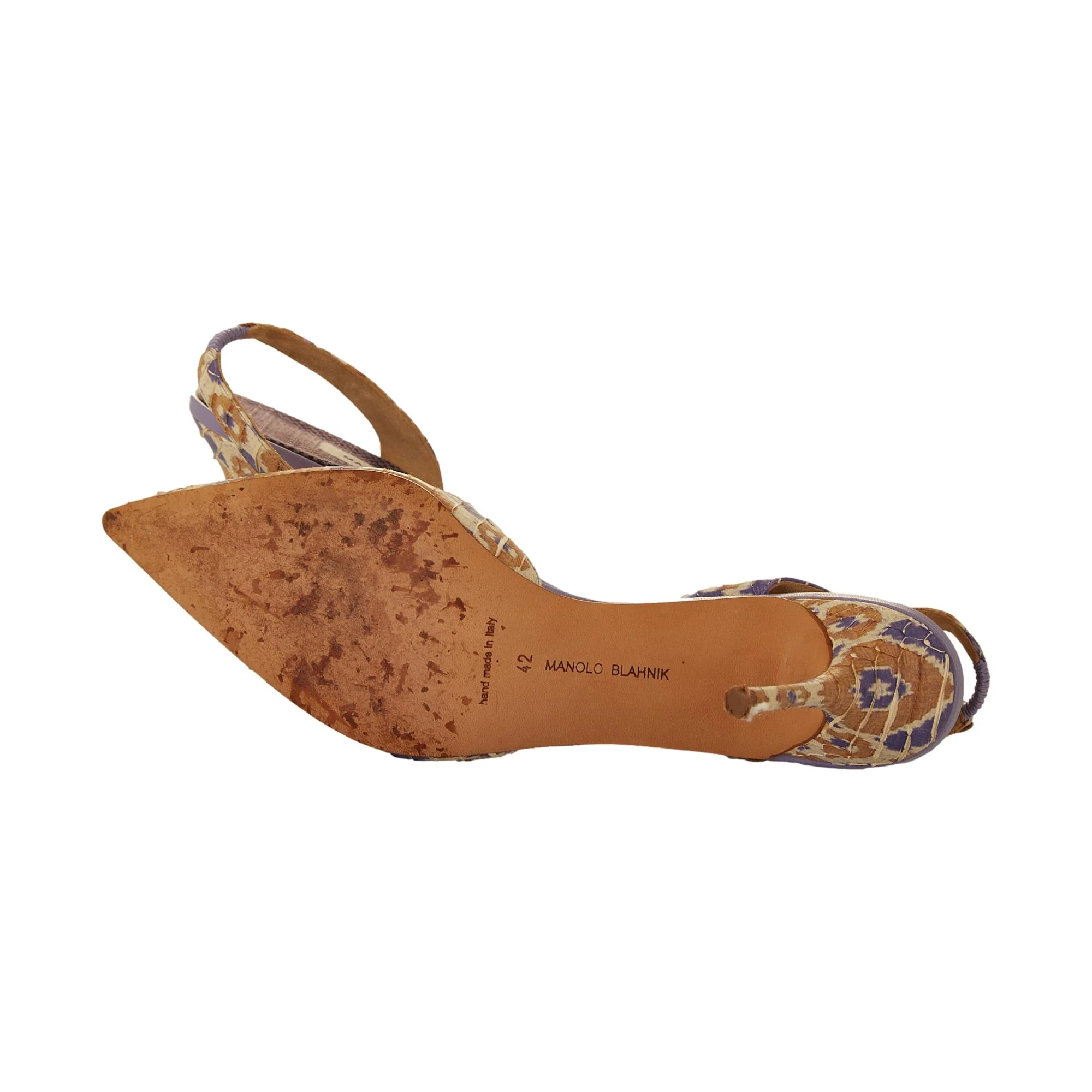 Manolo Blahnik Snakeskin Sling Back Heels - Image 3