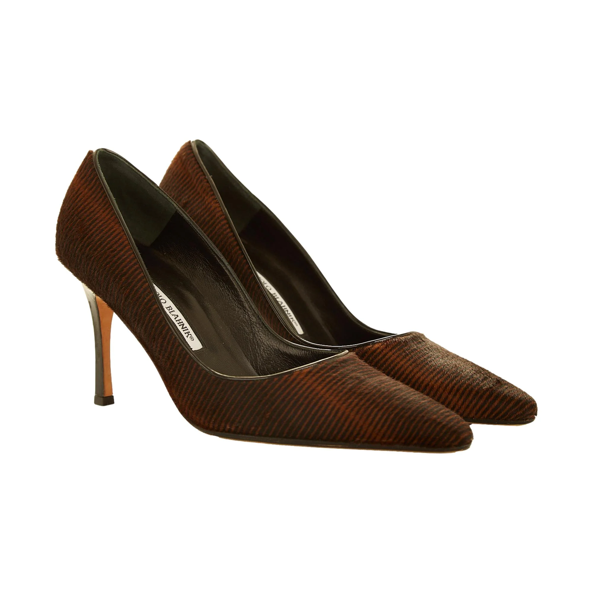 Manolo Blahnik Striped Calf-hair Heels