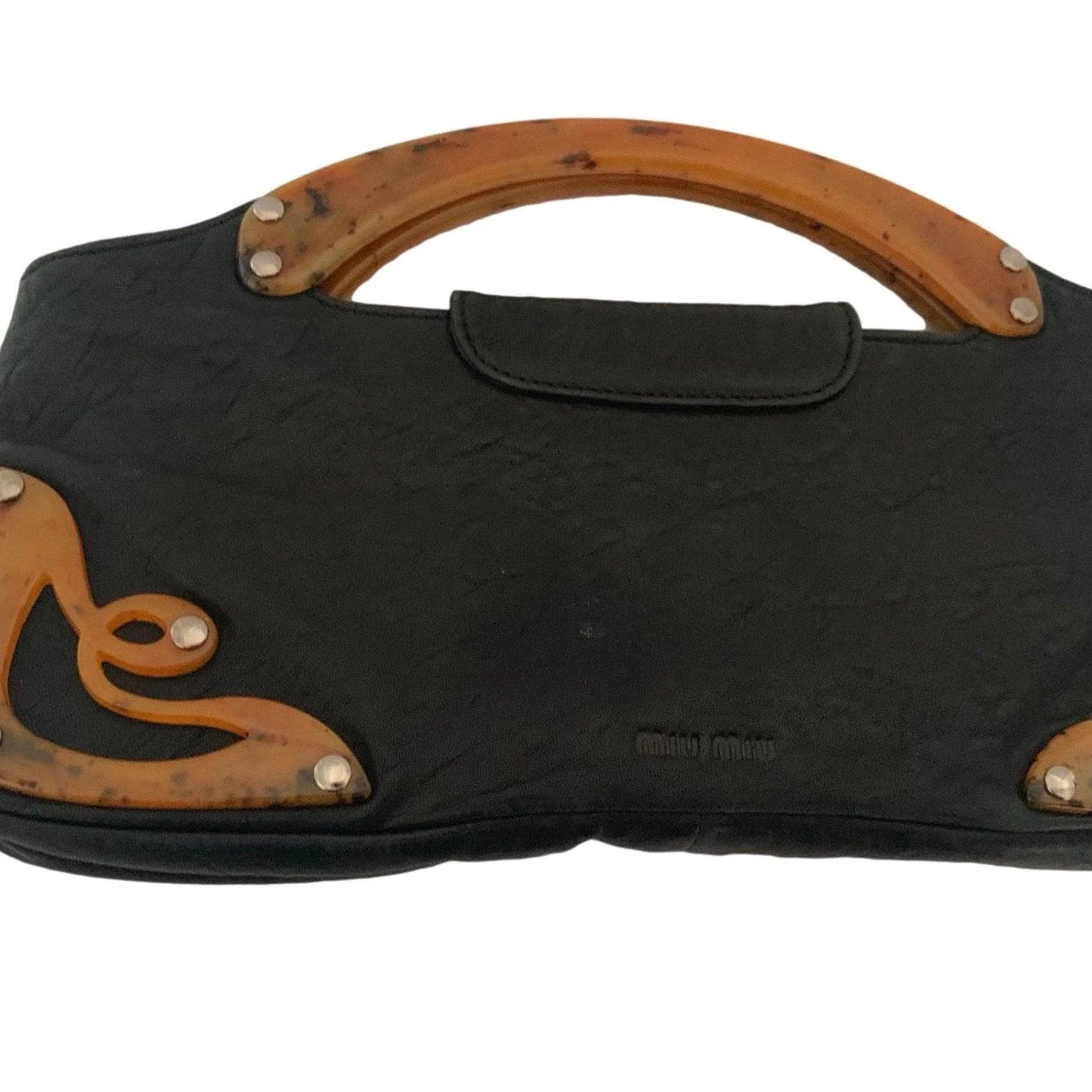 Miu Miu Black Leather Top Handle Bag - Image 3