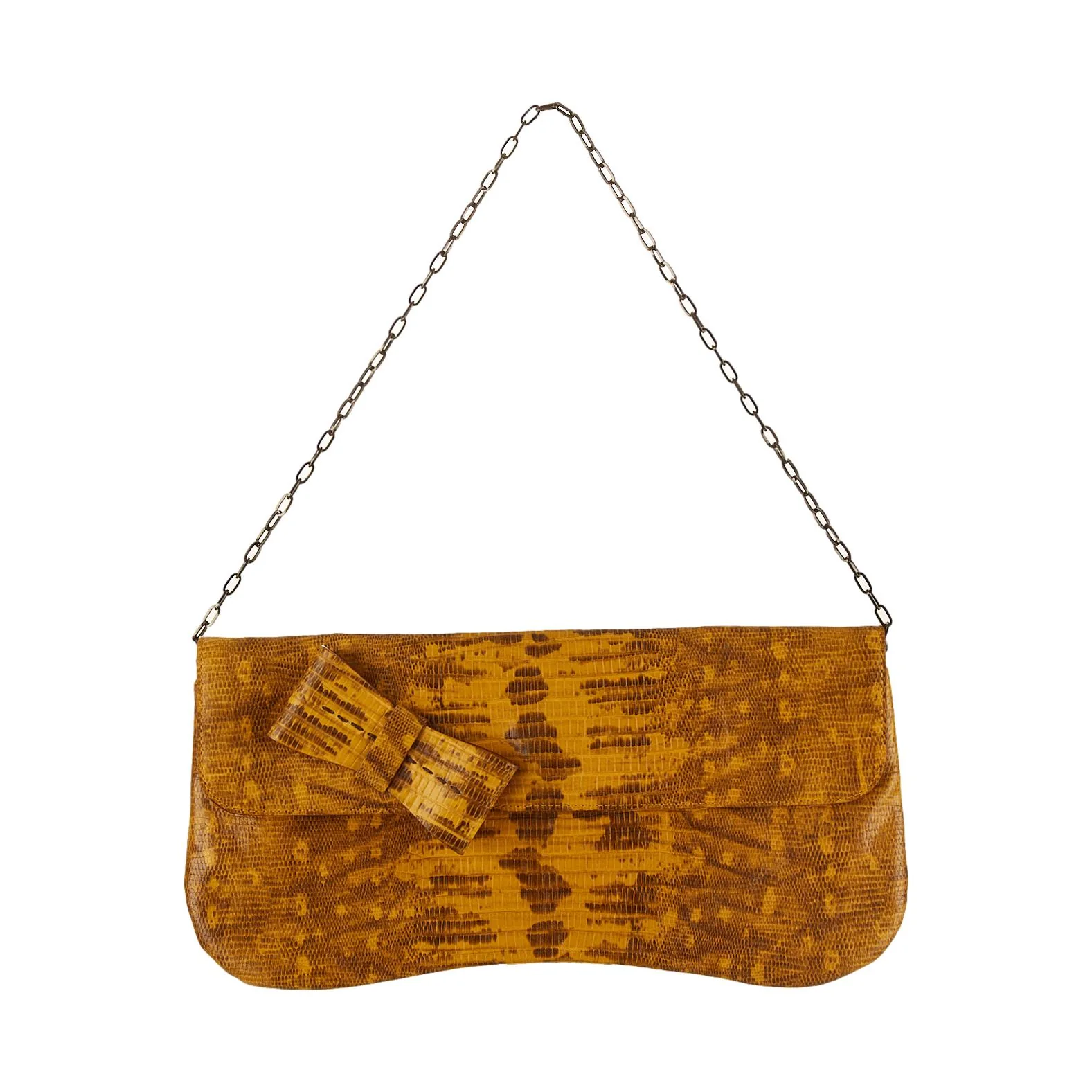 Miu Miu Yellow Snakeskin Chain Shoulder Bag - Image 2