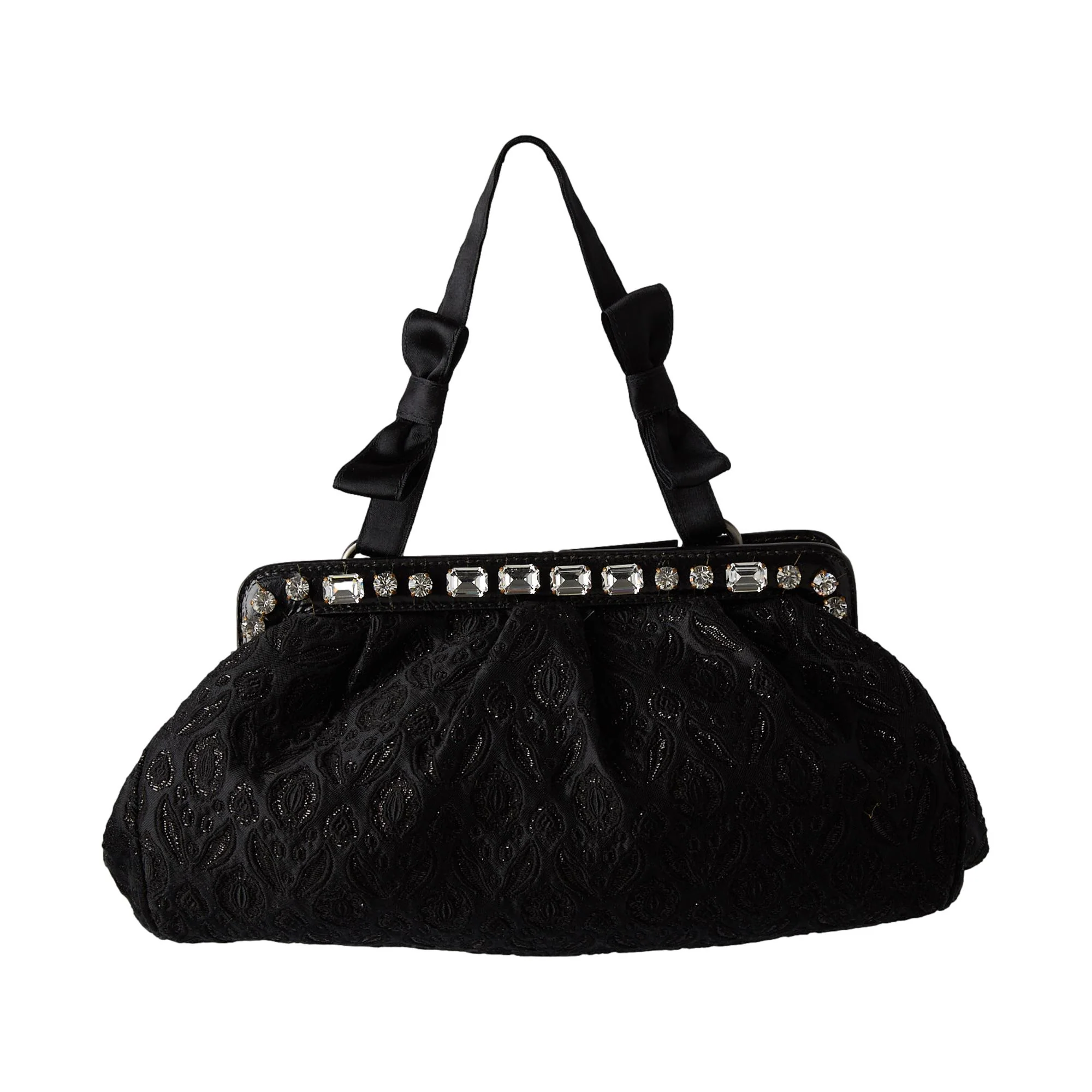 Miu Miu Black Logo Rhinestone Bag - Image 2