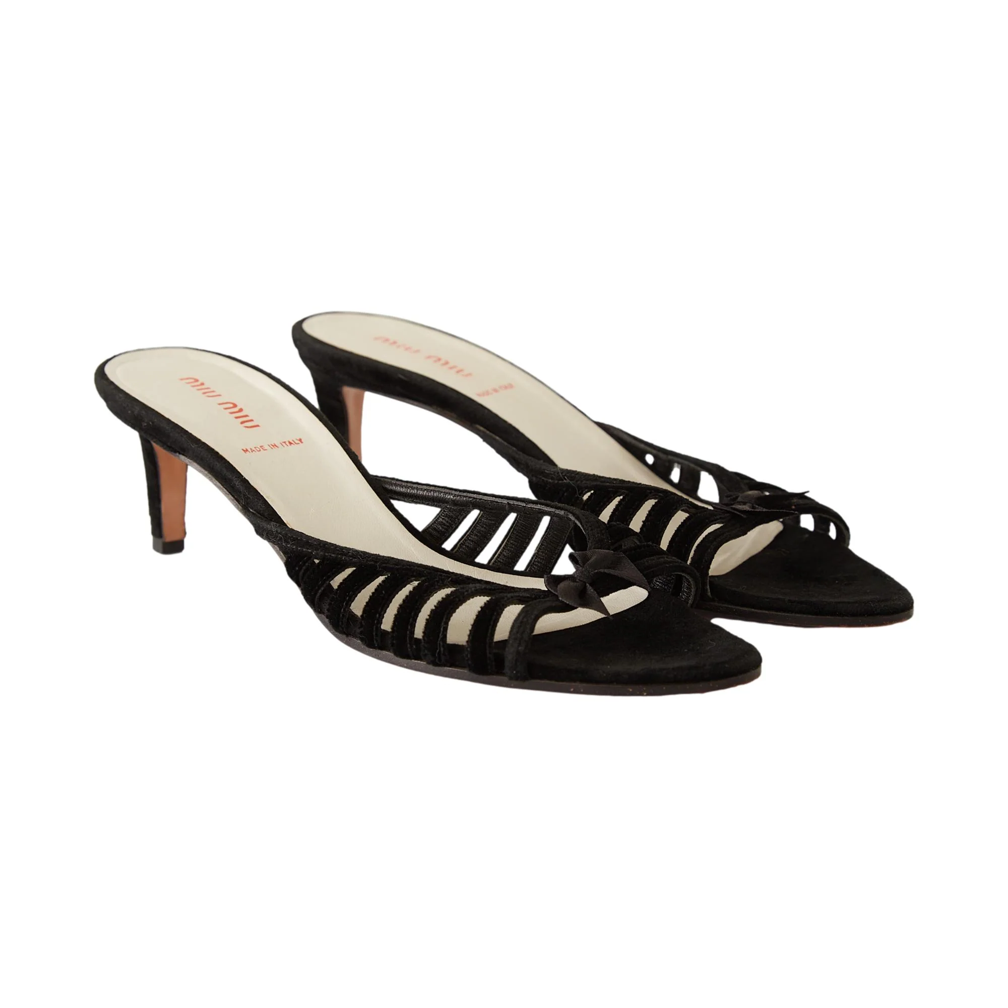 Miu Miu Black Velvet Kitten Heels - Image 2