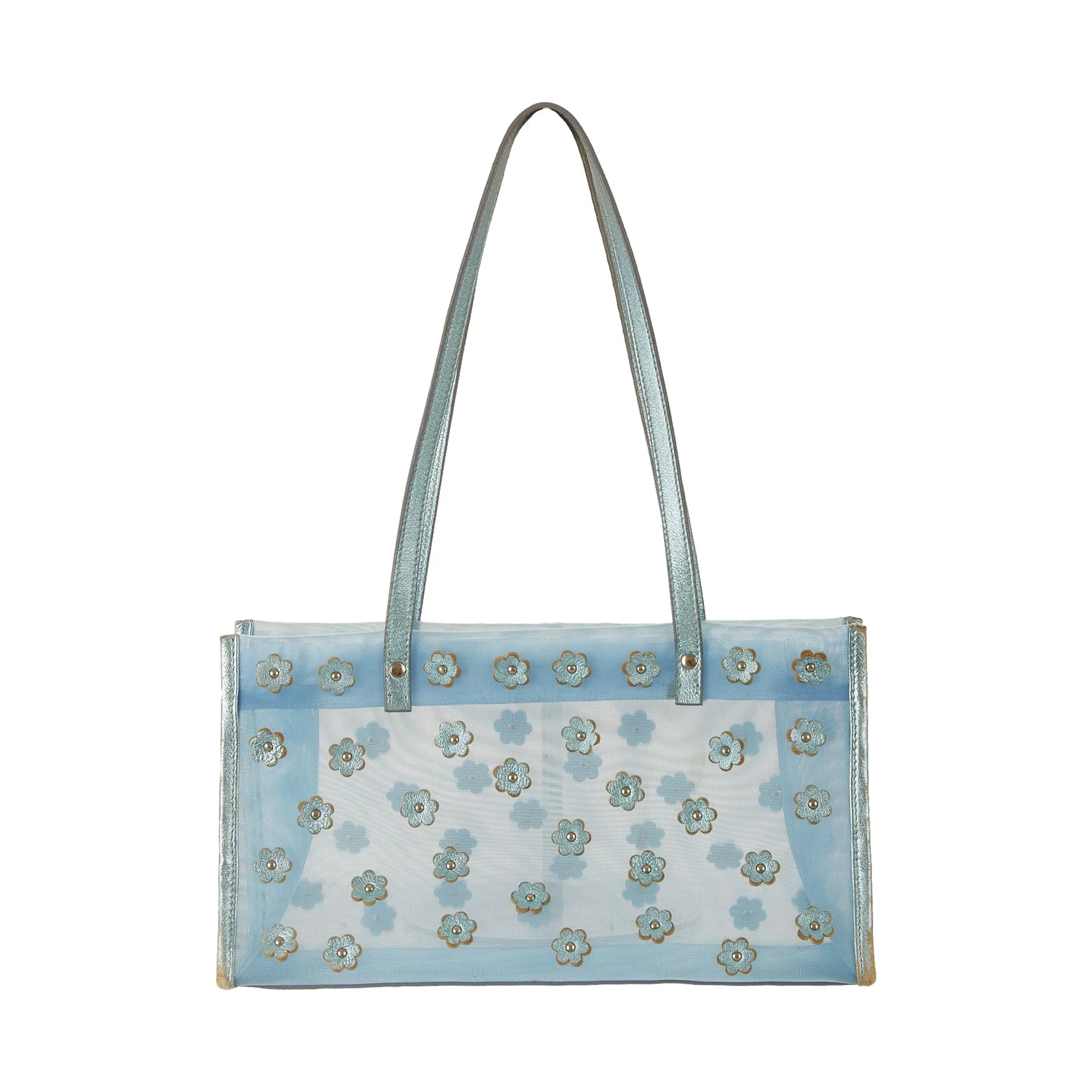 Miu Miu Blue Mesh Flower Shoulder Bag