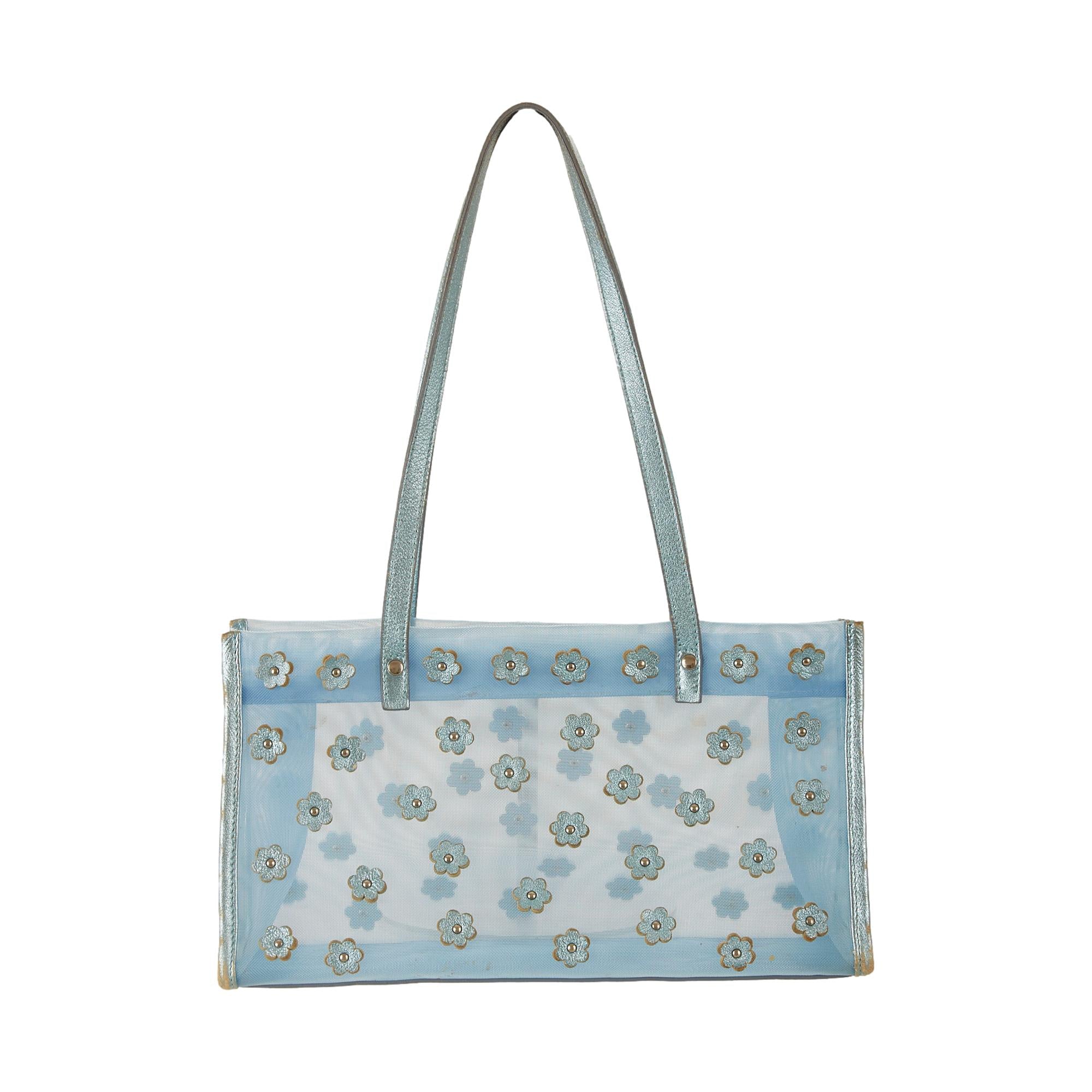 Miu Miu Blue Mesh Flower Shoulder Bag - Image 2