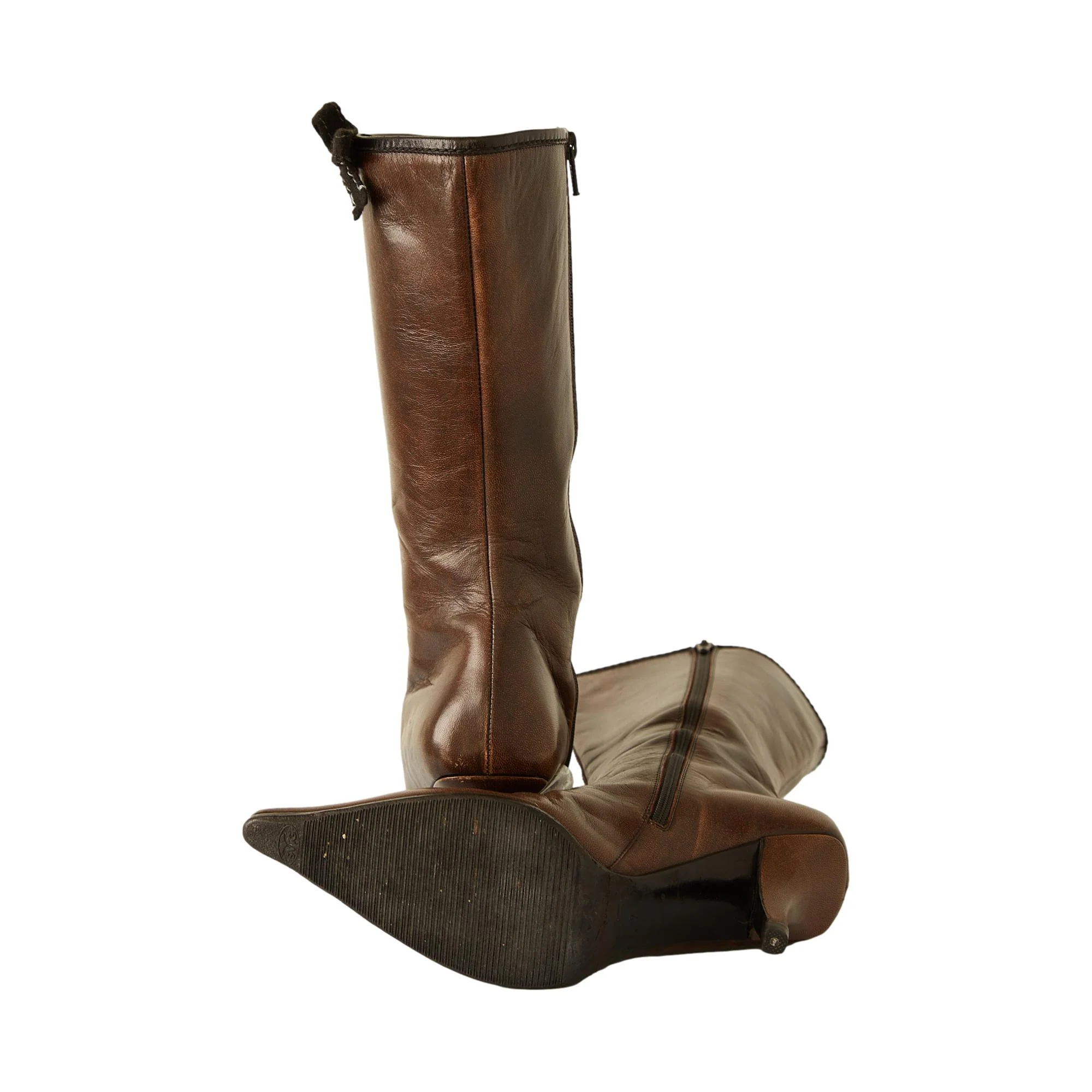 Miu Miu Brown Leather Bow Boots - Image 3