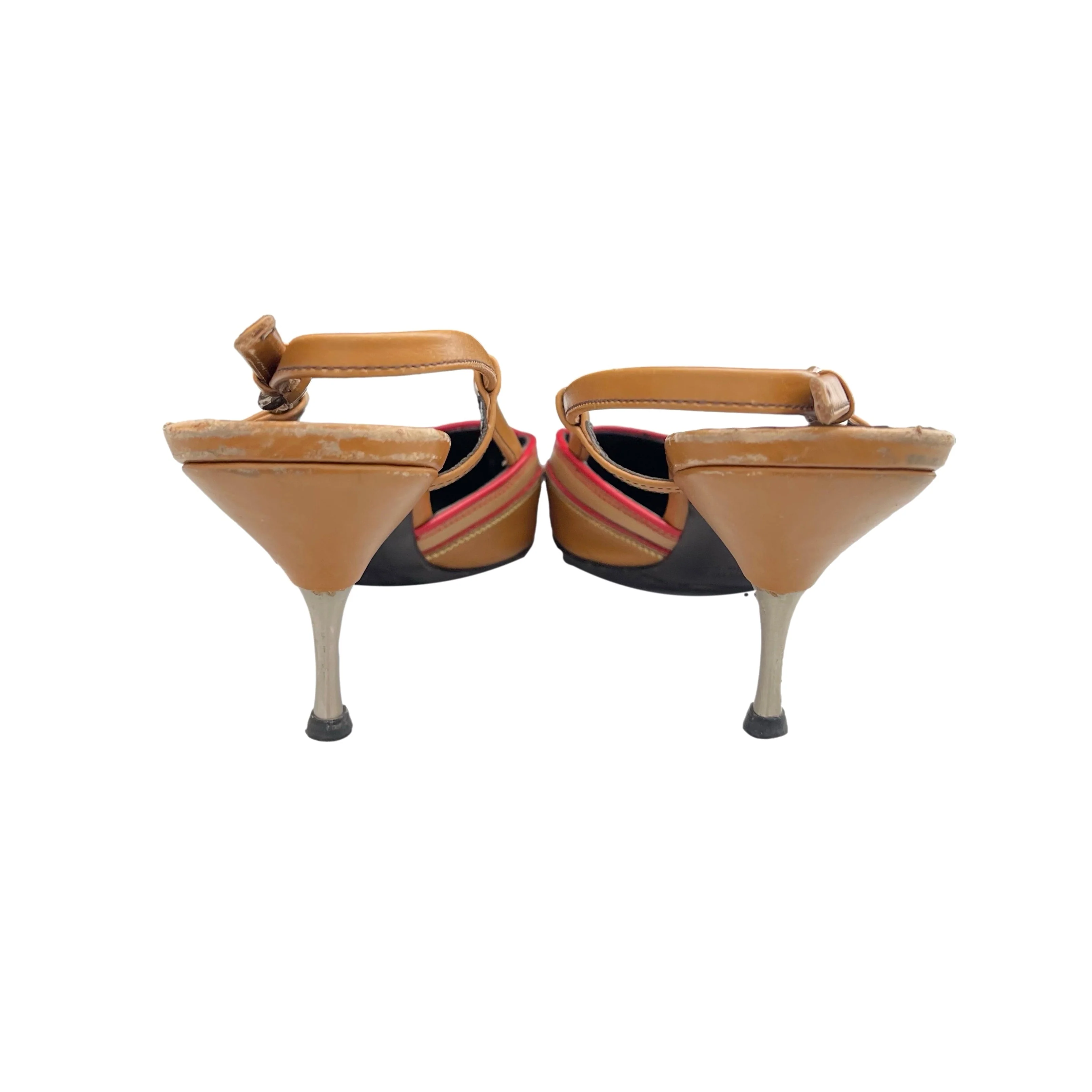 Miu Miu Brown Leather Embroidered Heels - Image 2