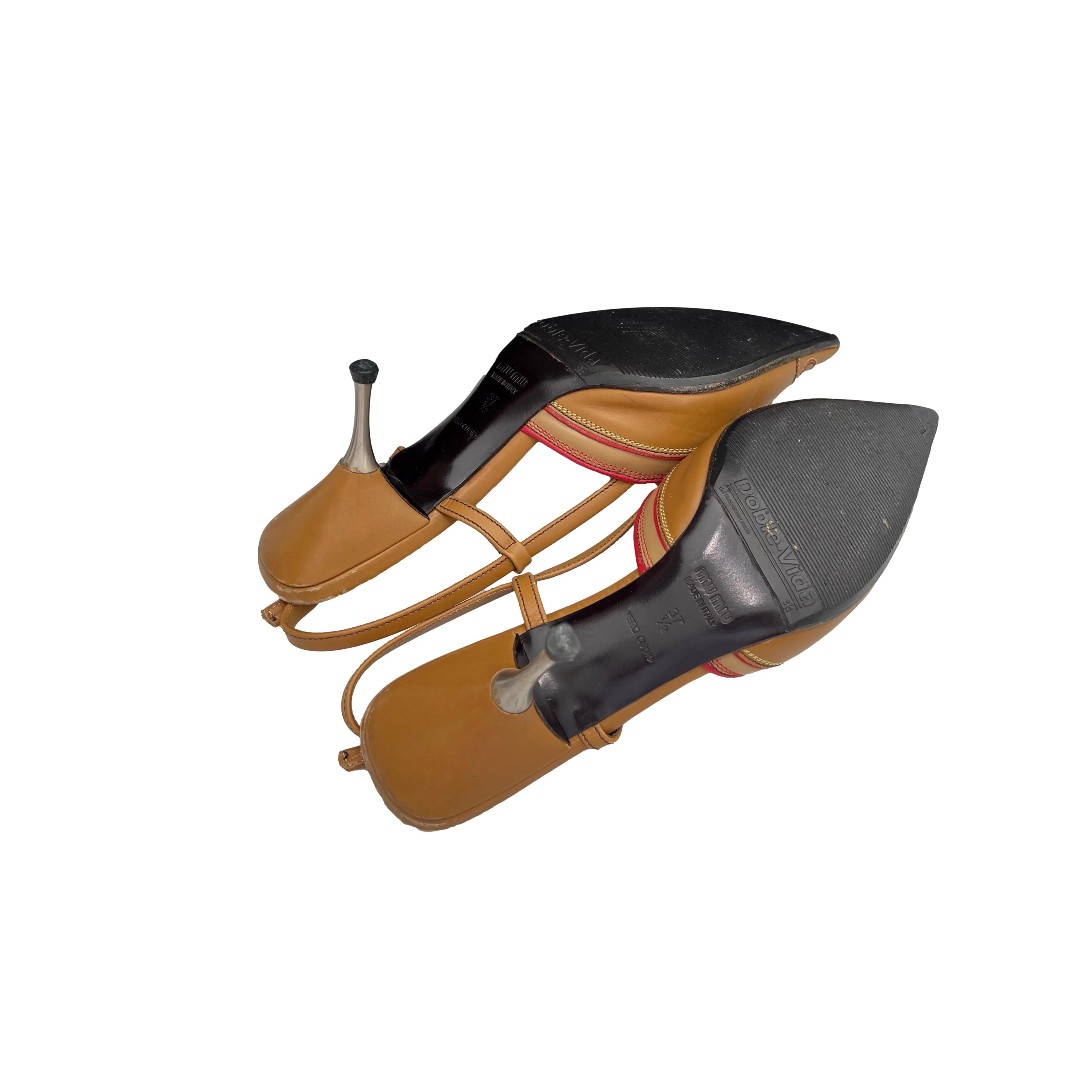 Miu Miu Brown Leather Embroidered Heels - Image 3