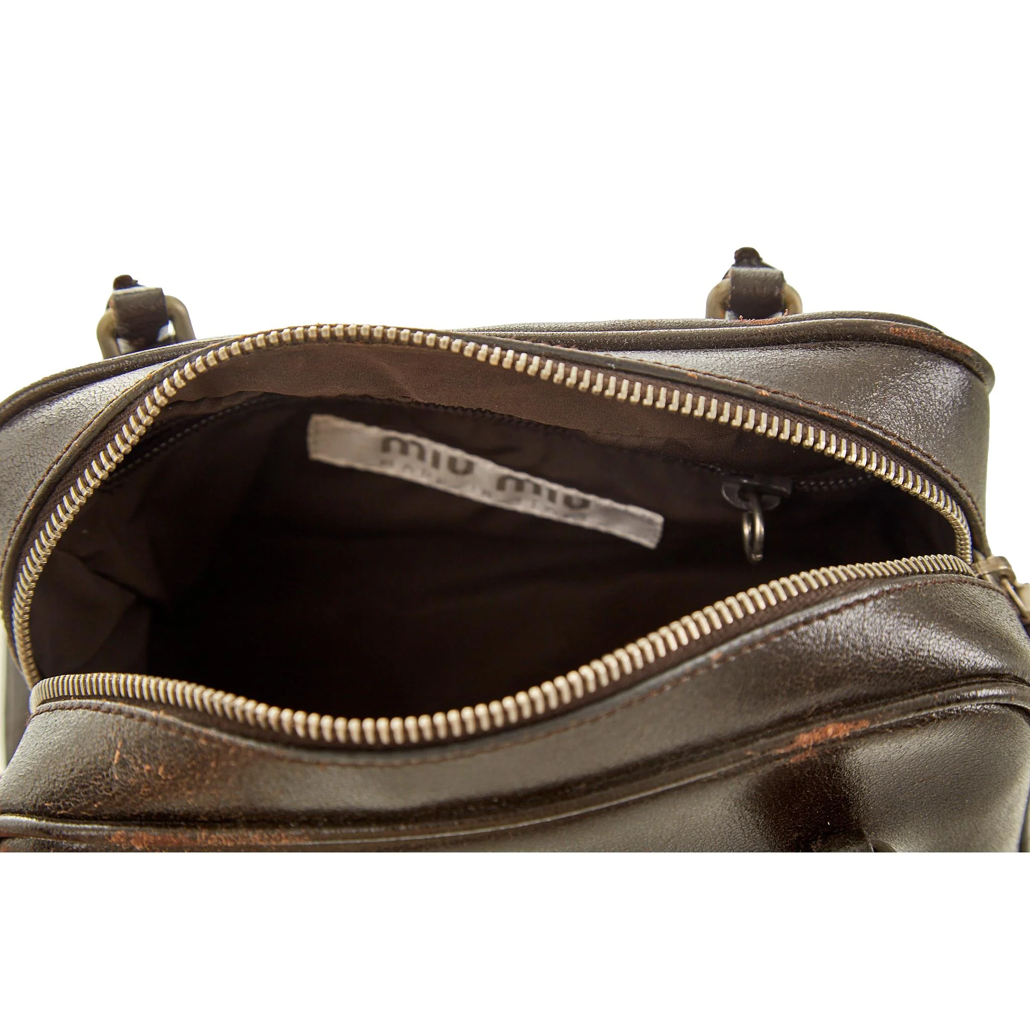 Miu Miu Brown Distressed Mini Top Handle Bag - Image 4
