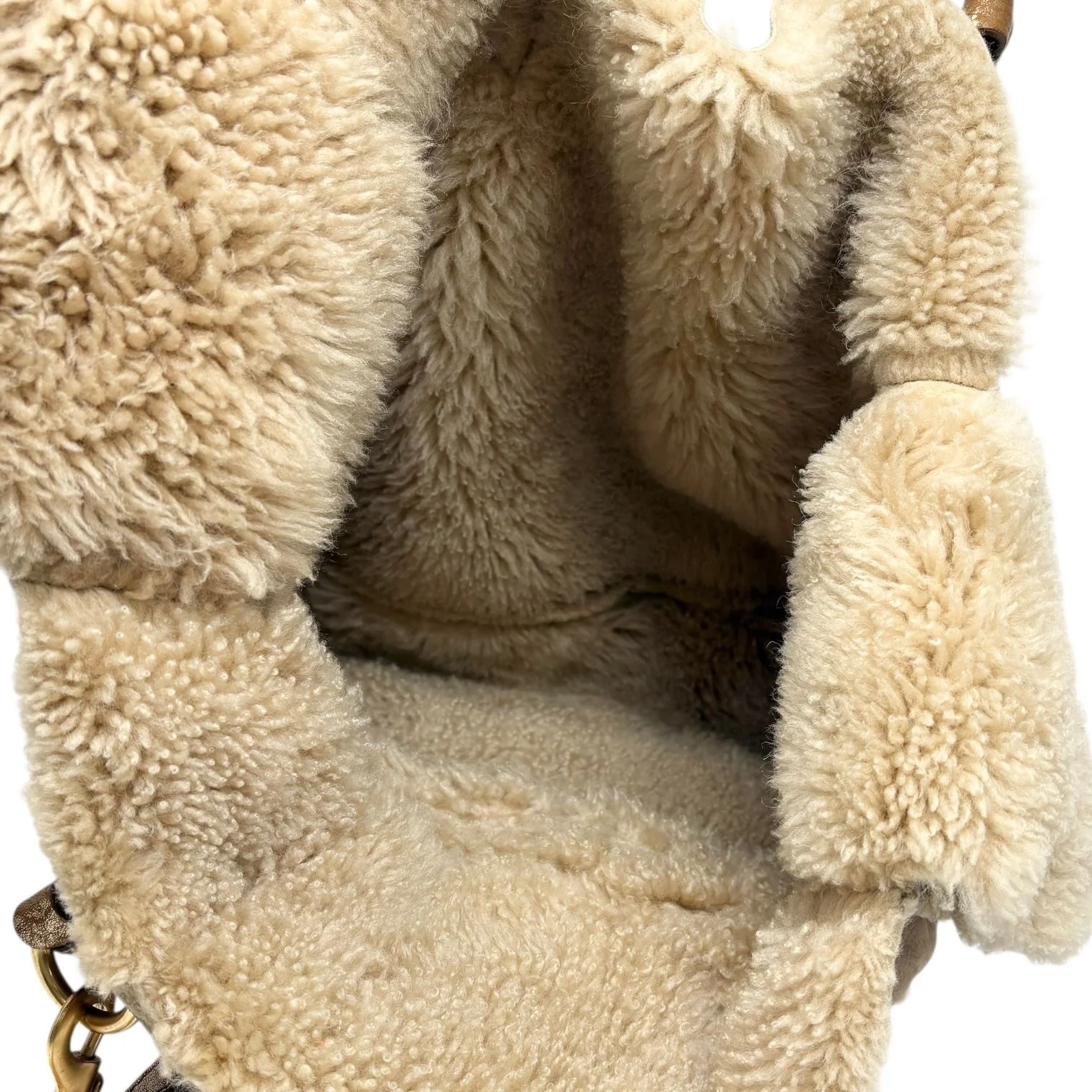 Miu Miu Brown Shearling Oversized Bag - Image 4