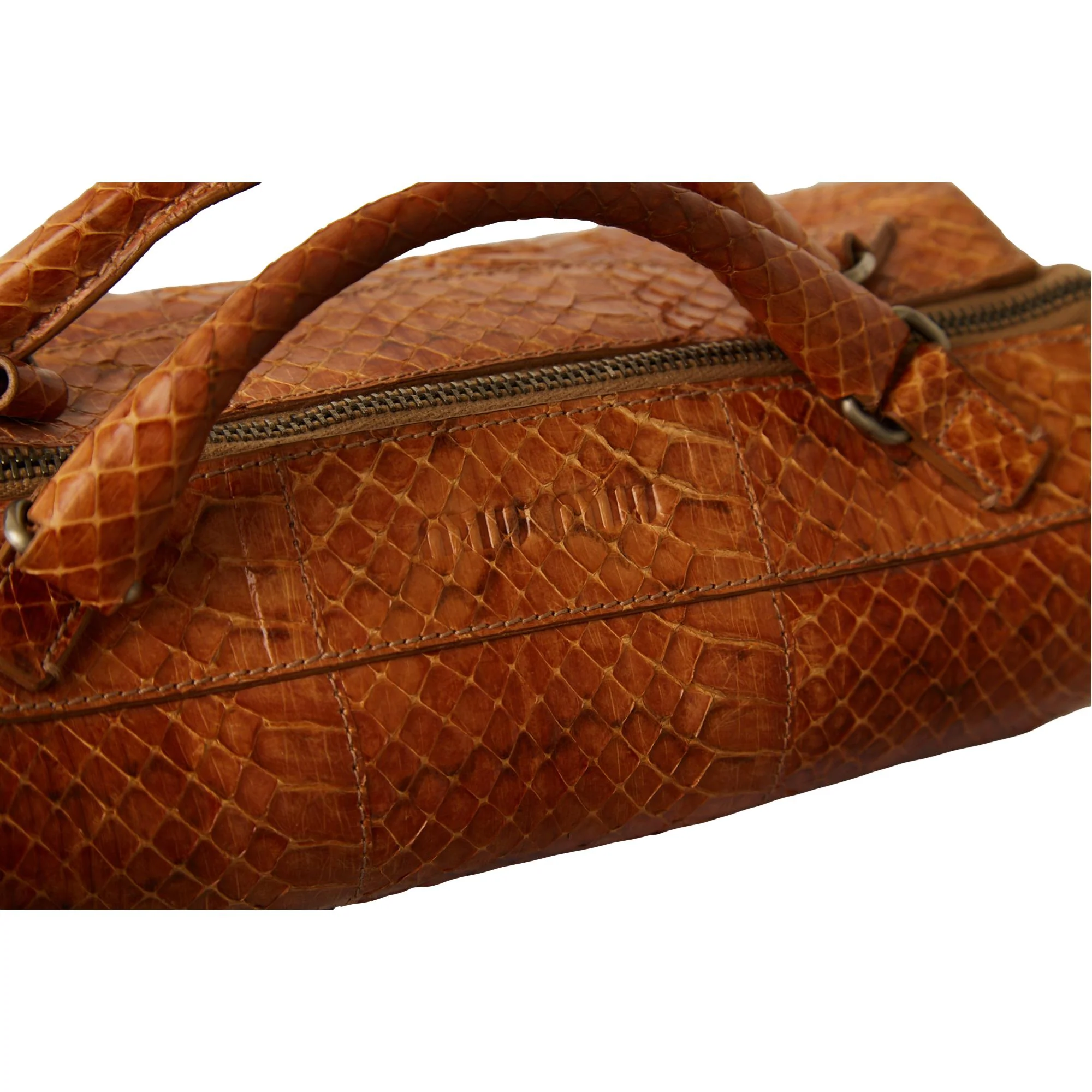Miu Miu Brown Snakeskin Mini Top Handle Bag - Image 4