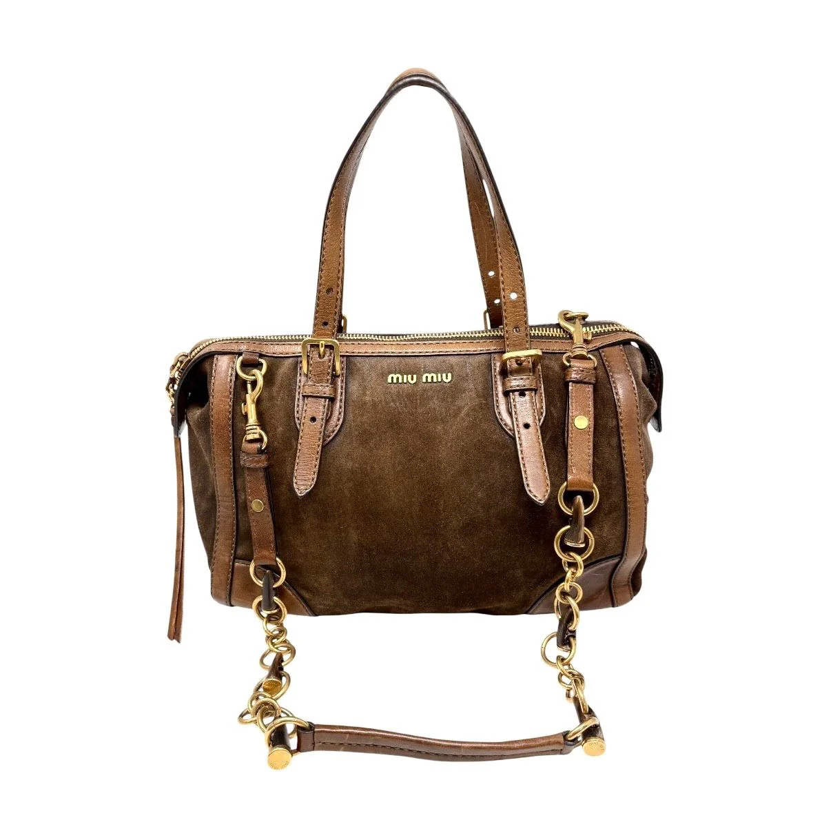 Miu Miu Brown Suede Oversized Bag - Image 2