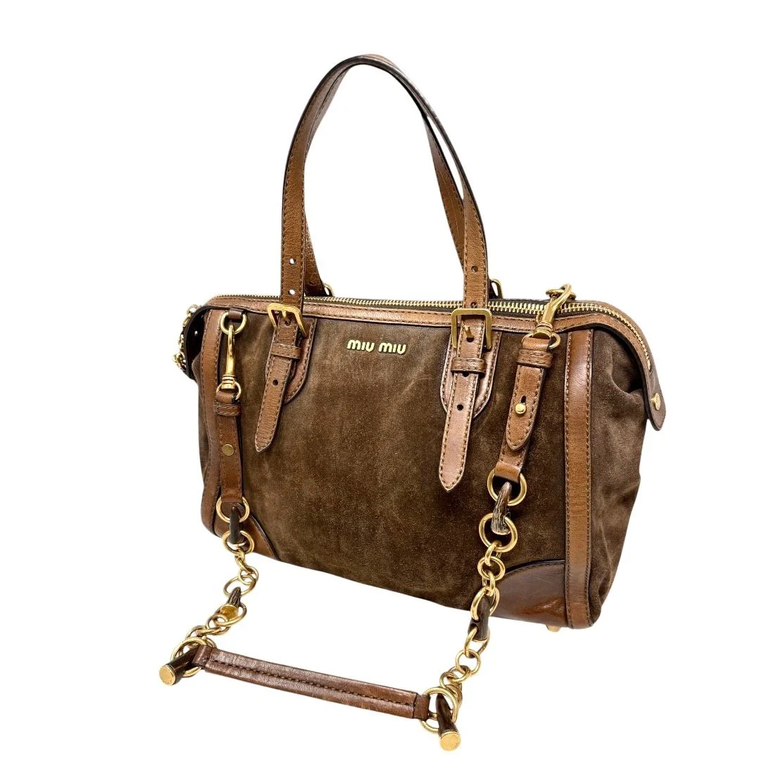 Miu Miu Brown Suede Oversized Bag - Image 3