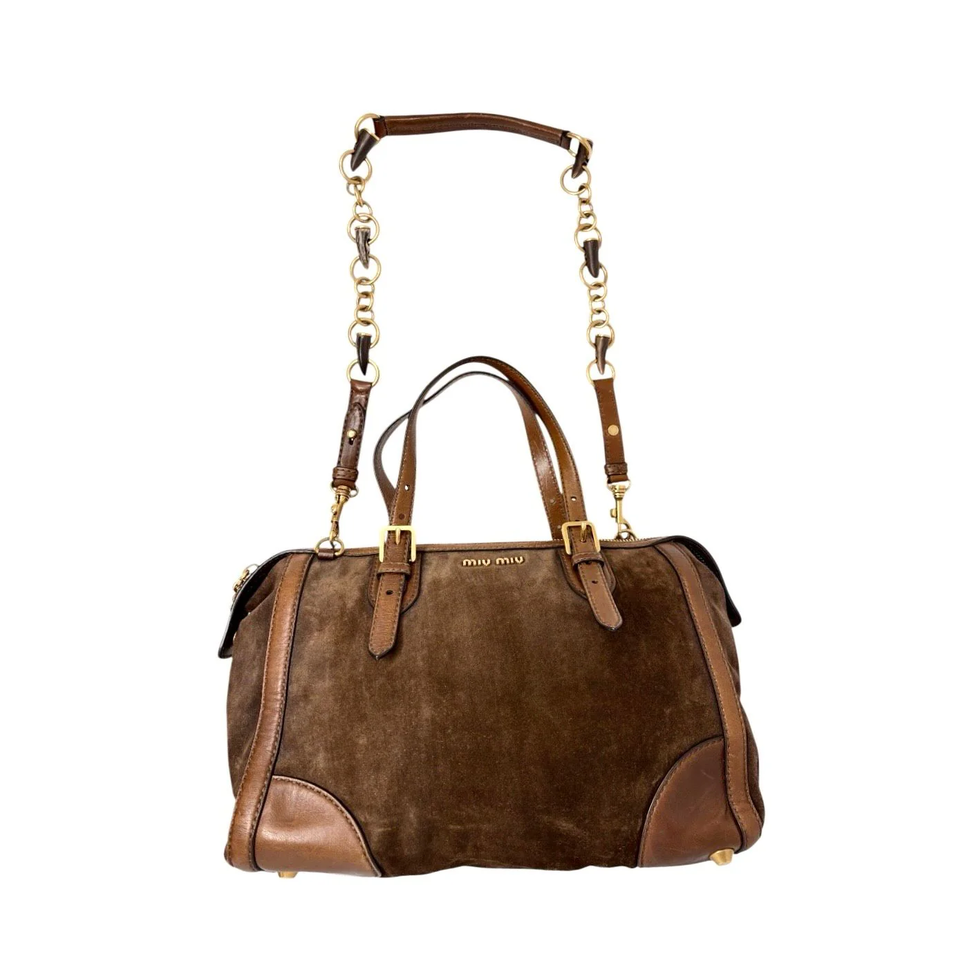 Miu Miu Brown Suede Oversized Bag - Image 4
