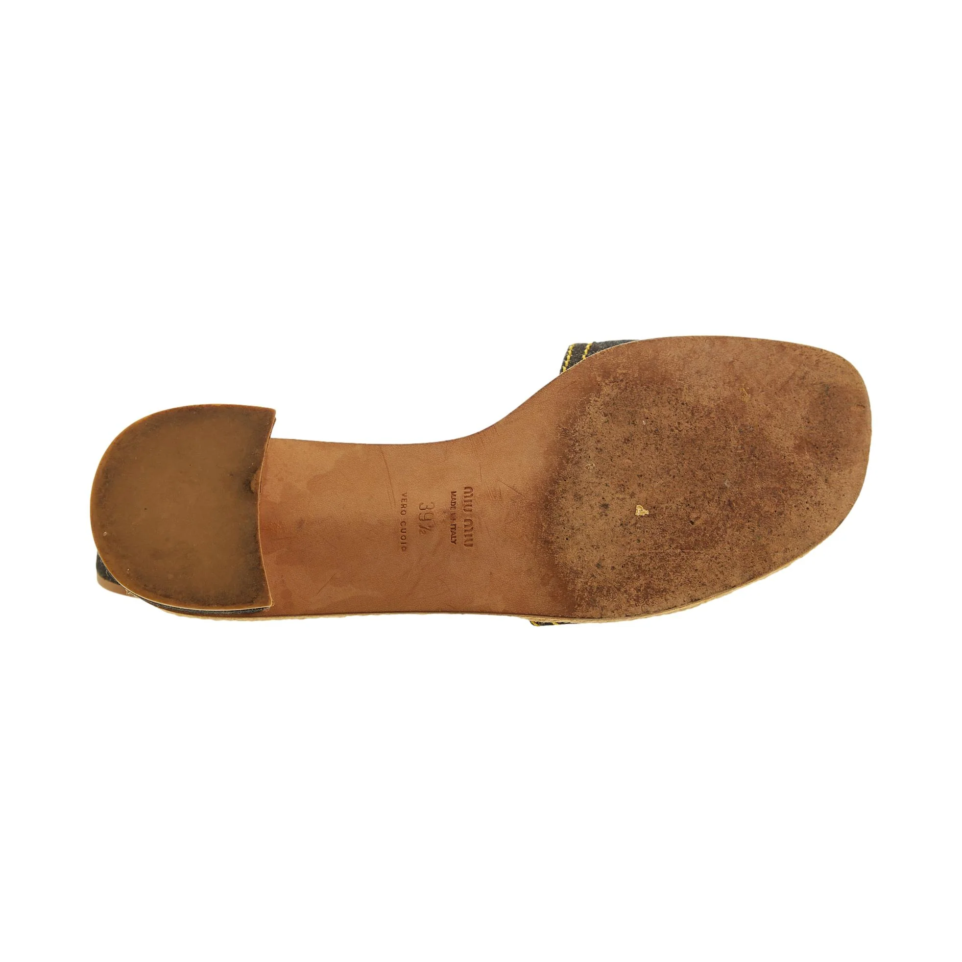 Miu Miu Denim Block Heel Sandals - Image 3