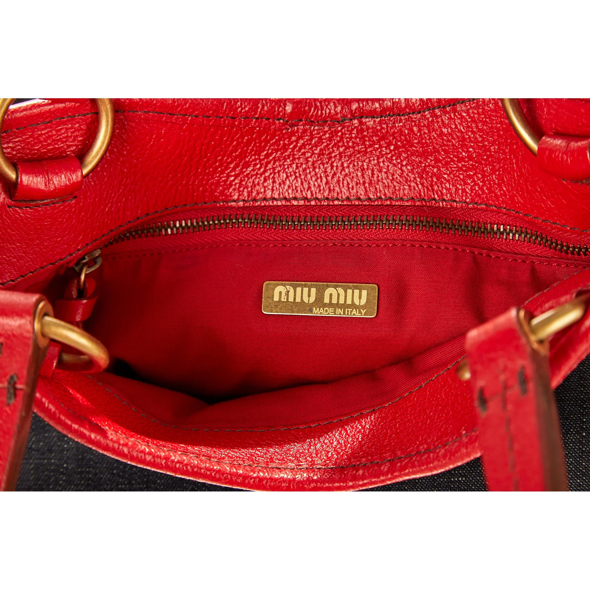 Miu Miu Denim Red Logo Shoulder Bag - Image 4