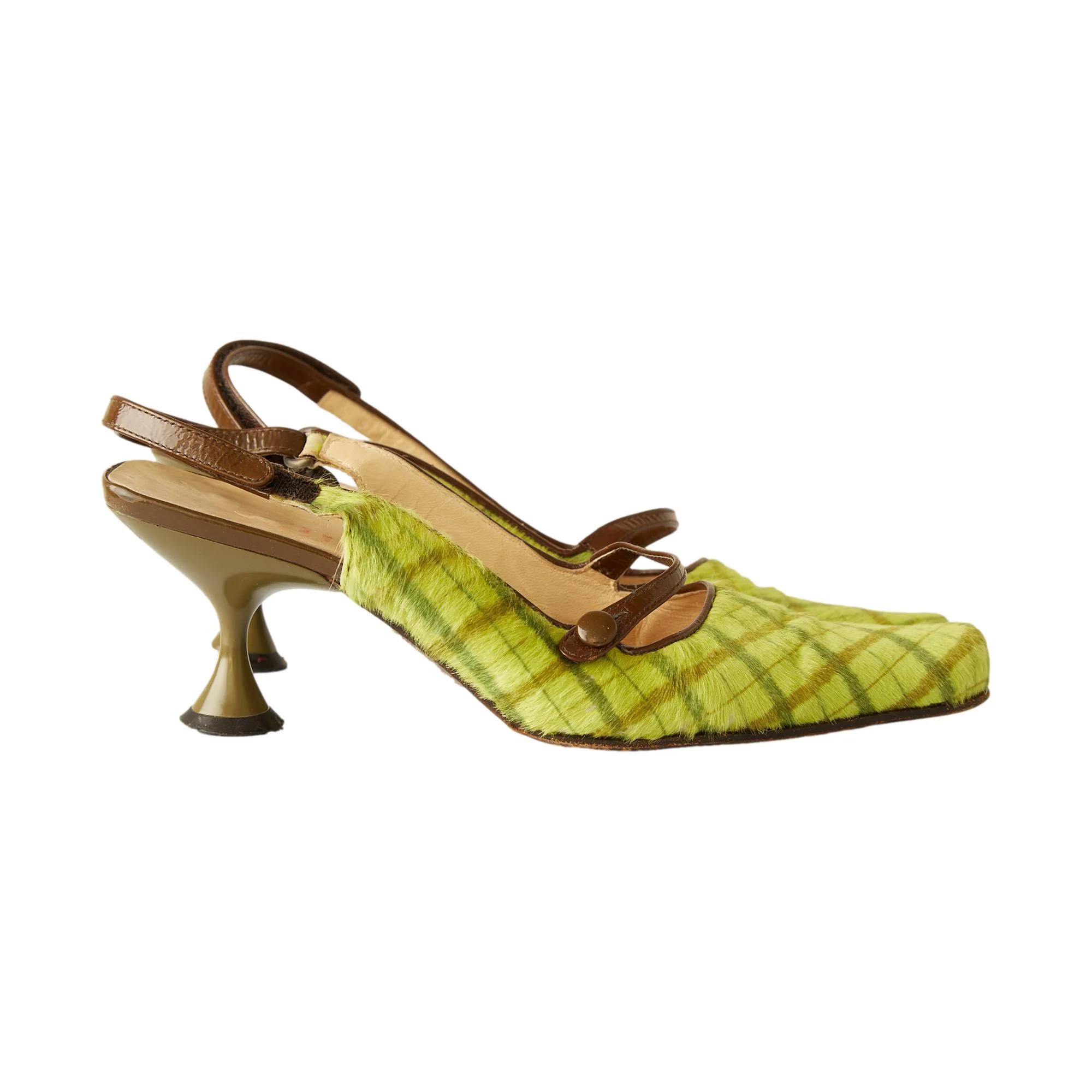 Miu Miu Green Plaid Calf-hair Kitten Heels - Image 2