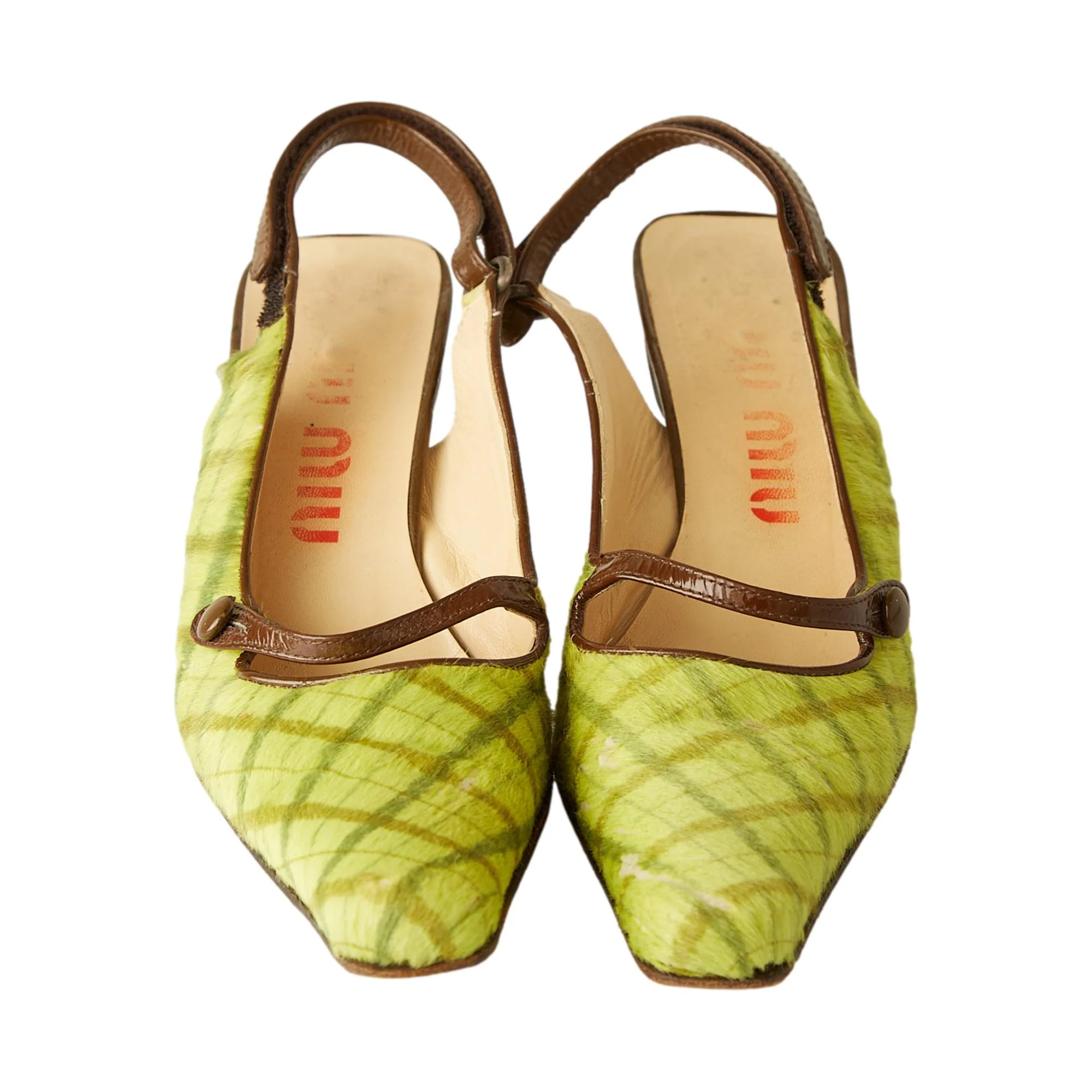 Miu Miu Green Plaid Calf-hair Kitten Heels - Image 3