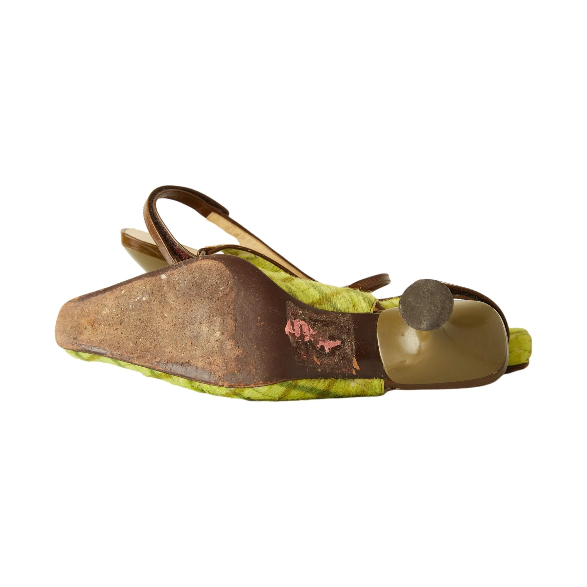 Miu Miu Green Plaid Calf-hair Kitten Heels - Image 4