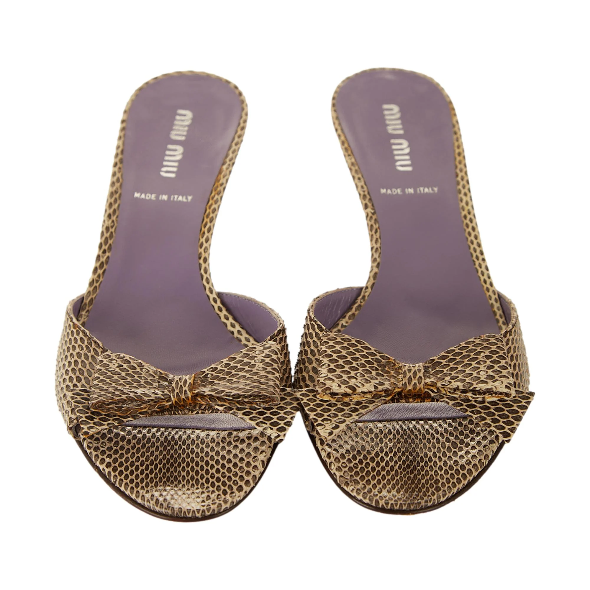 Miu Miu Grey Snakeskin Kitten Heels - Image 2