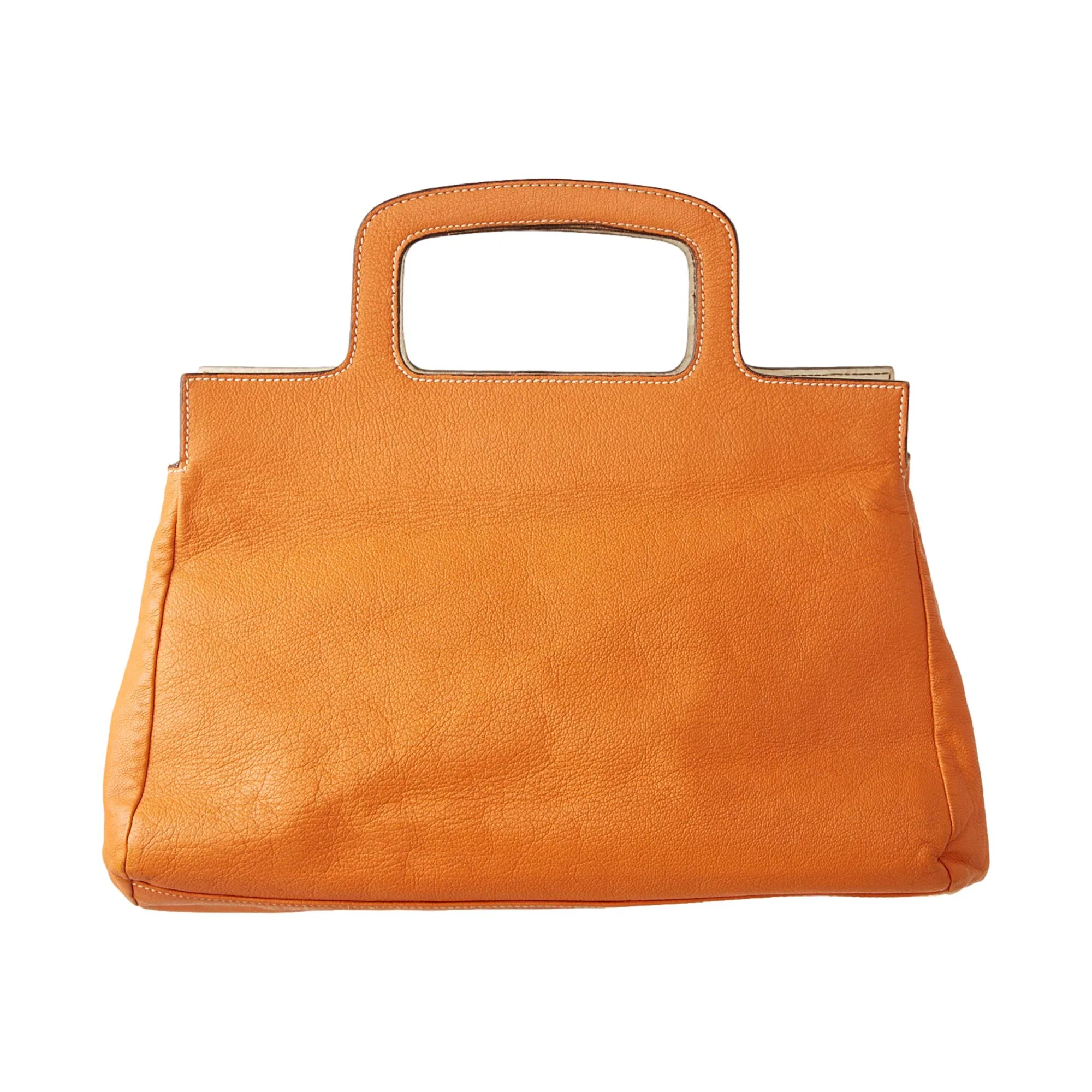 Miu Miu Orange Leather Top Handle Bag - Image 2