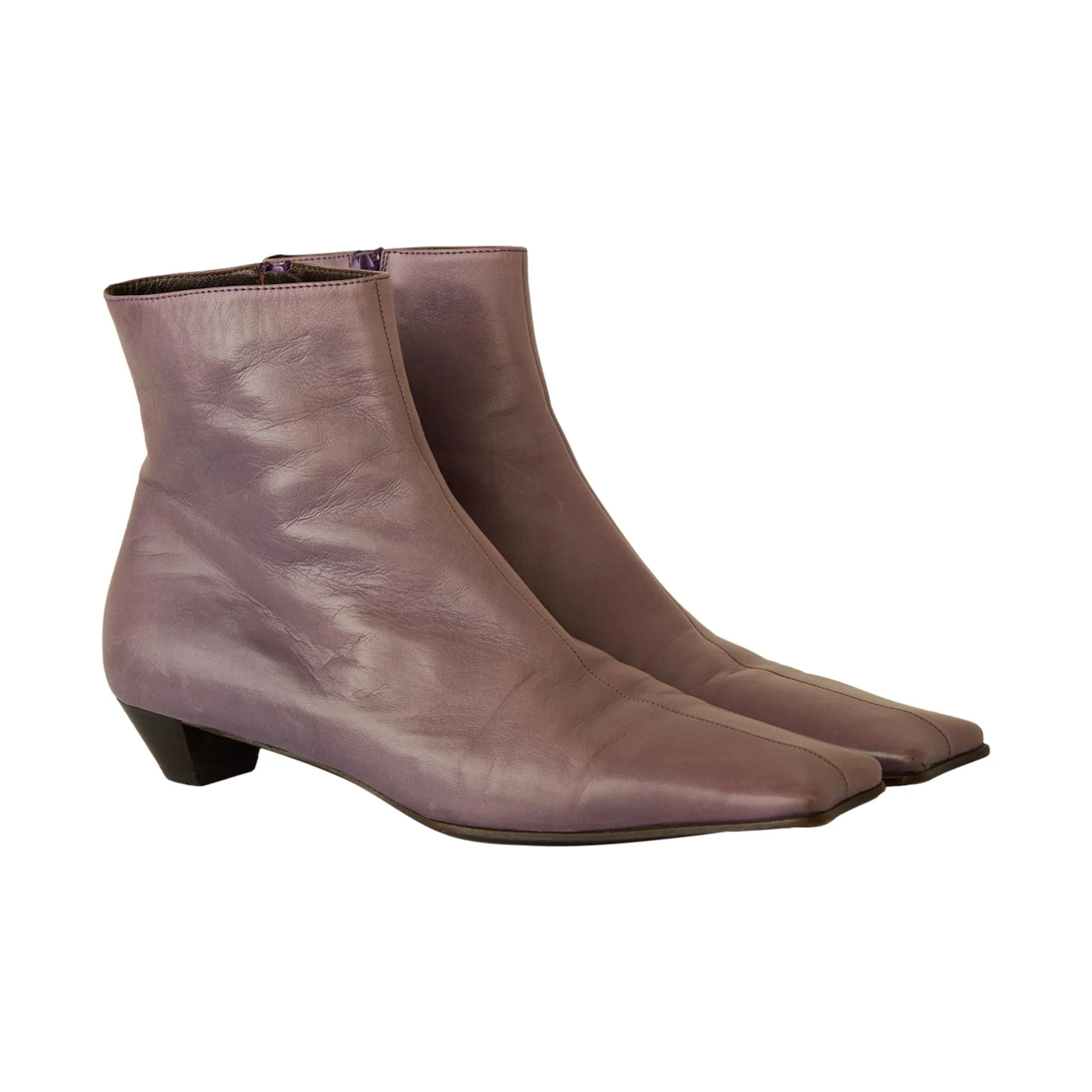 Miu Miu Purple Square Toe Ankle Boots - Image 3
