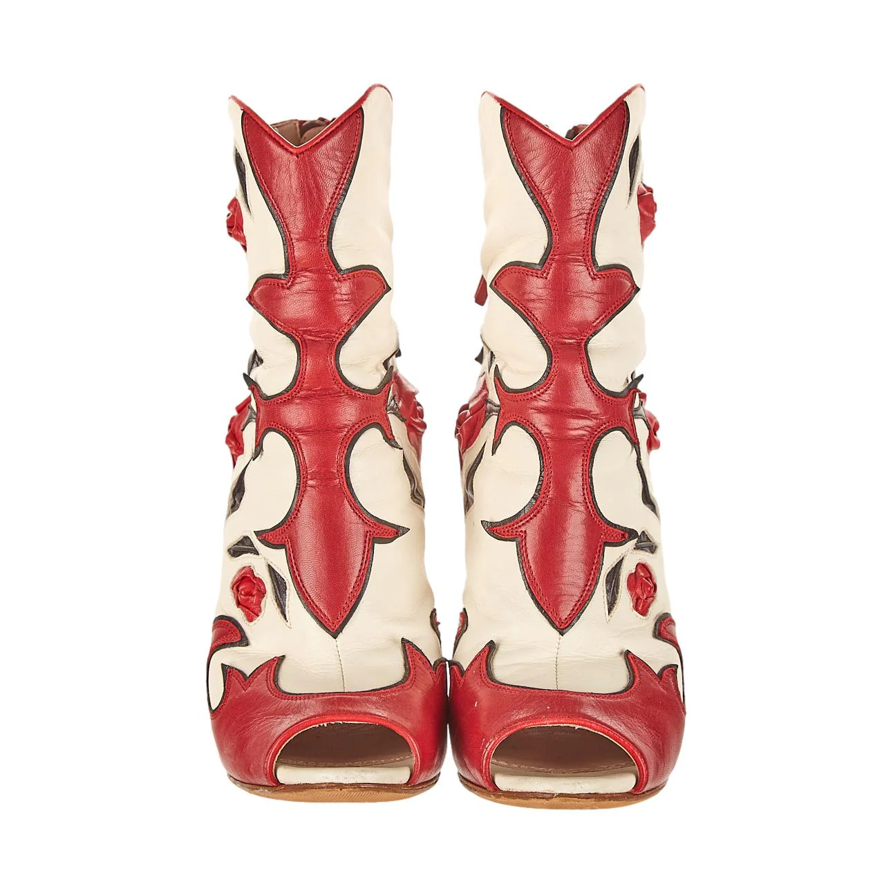Miu Miu Red Floral Ankle Boot - Image 2