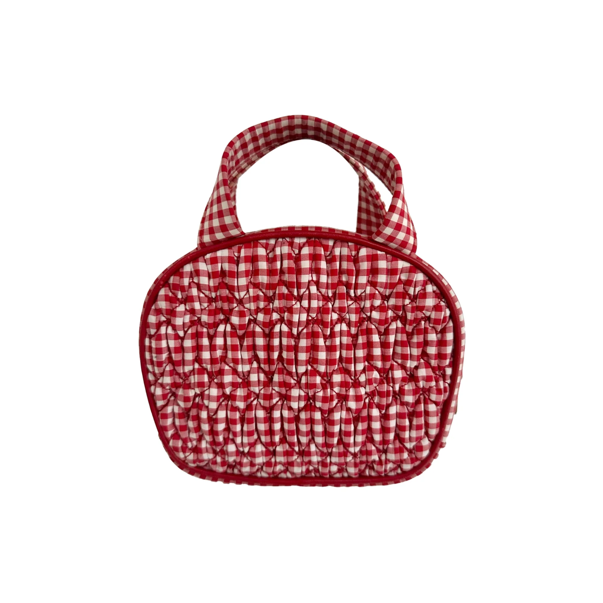 Miu Miu Red Gingham Mini Top Handle Bag - Image 2