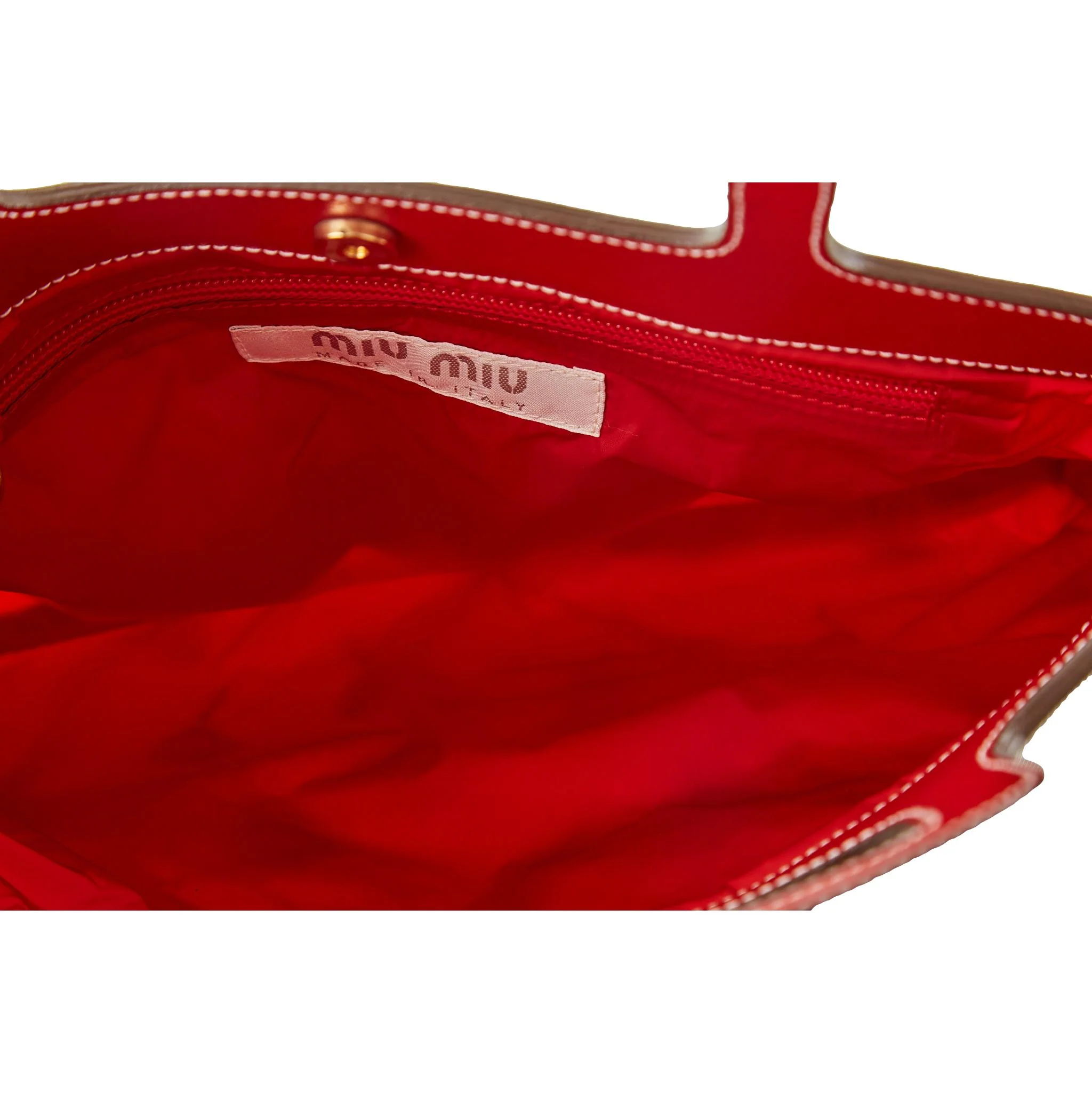 Miu Miu White Rose Print Top Handle Bag - Image 4