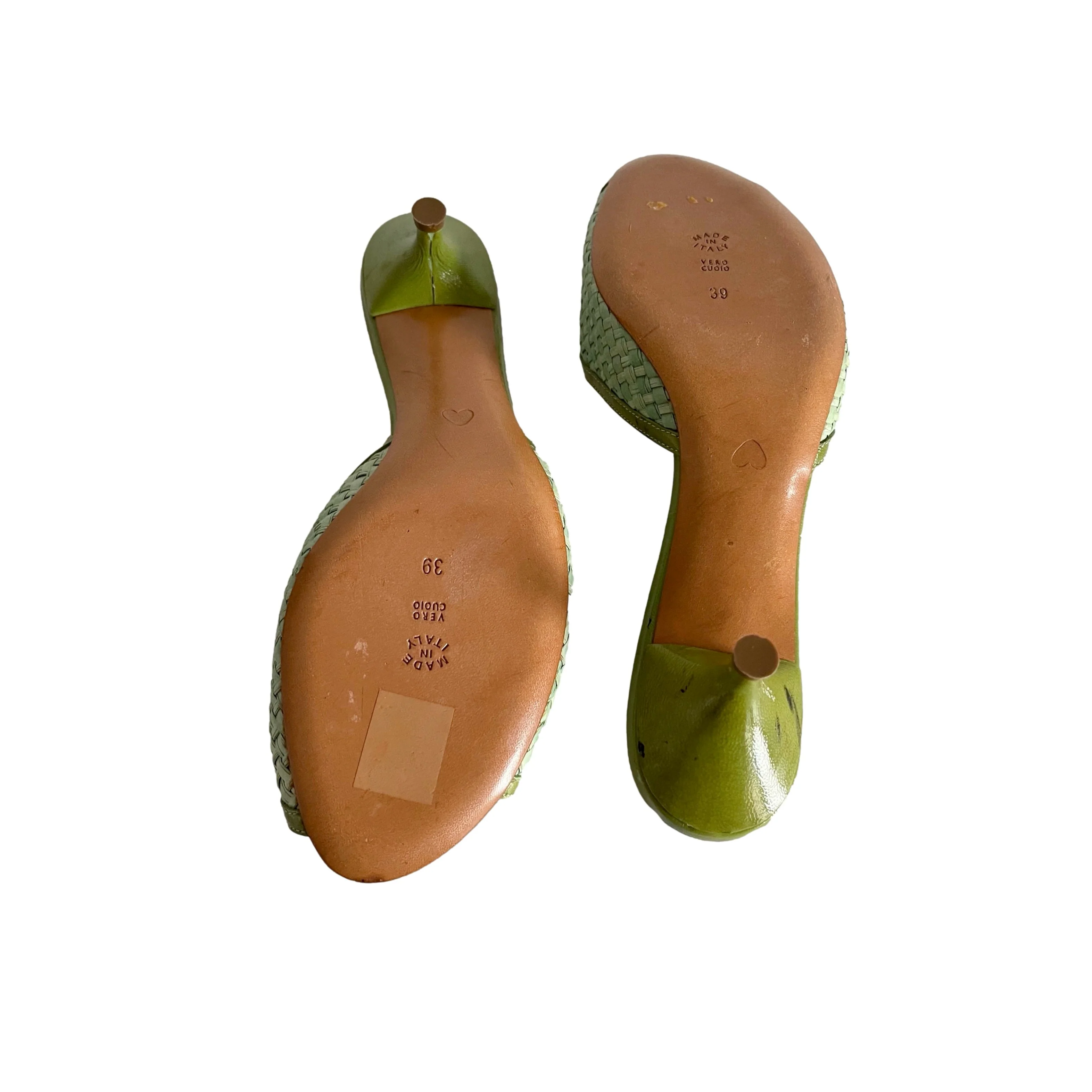 Moschino Green Straw Fruit Heels - Image 3