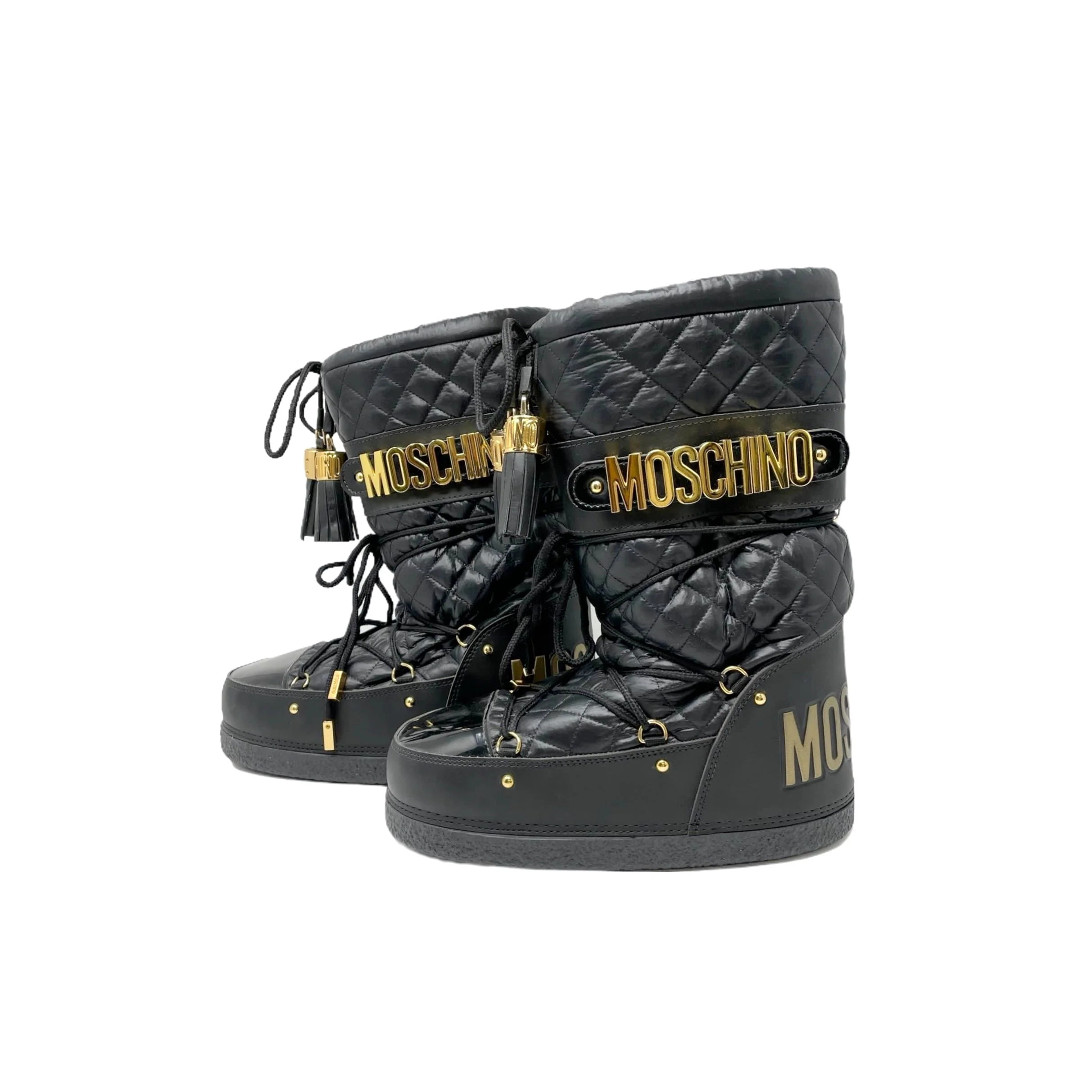Moschino Black Chain Logo Boots