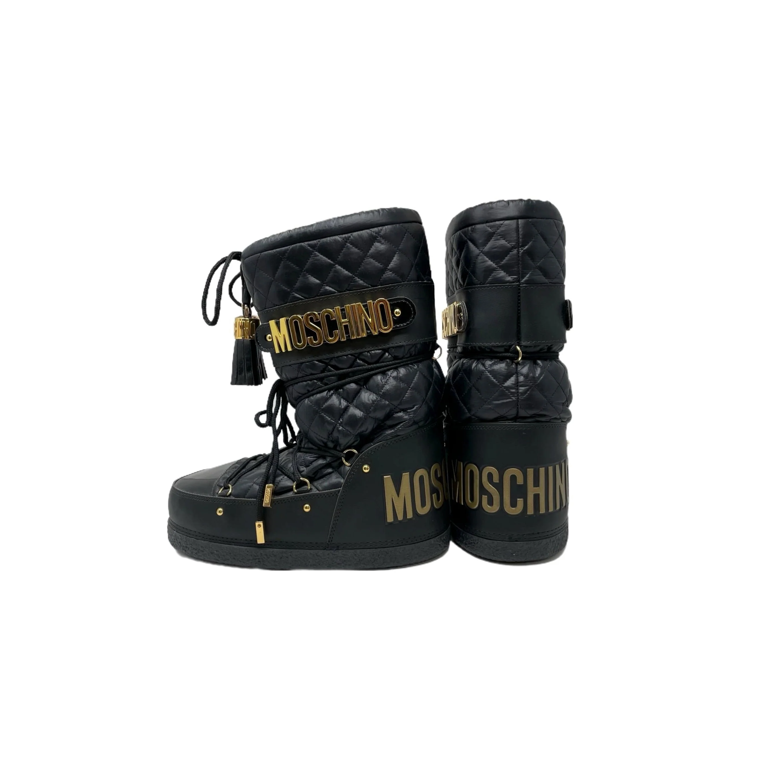 Moschino Black Chain Logo Boots - Image 2