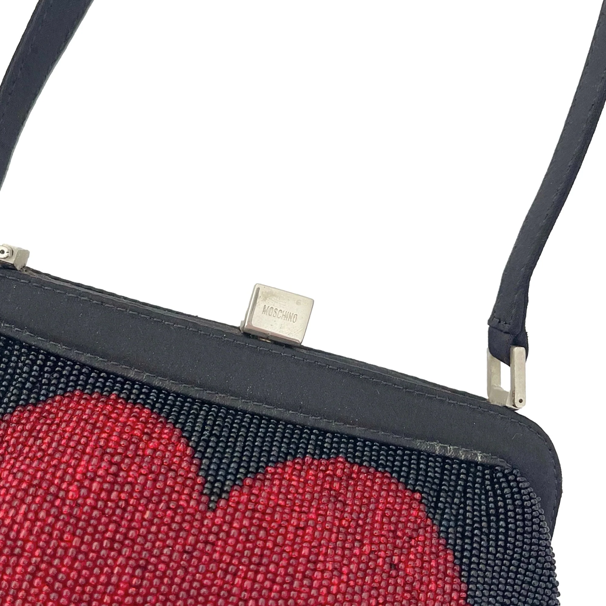 Moschino Black Heart Beaded Bag - Image 3