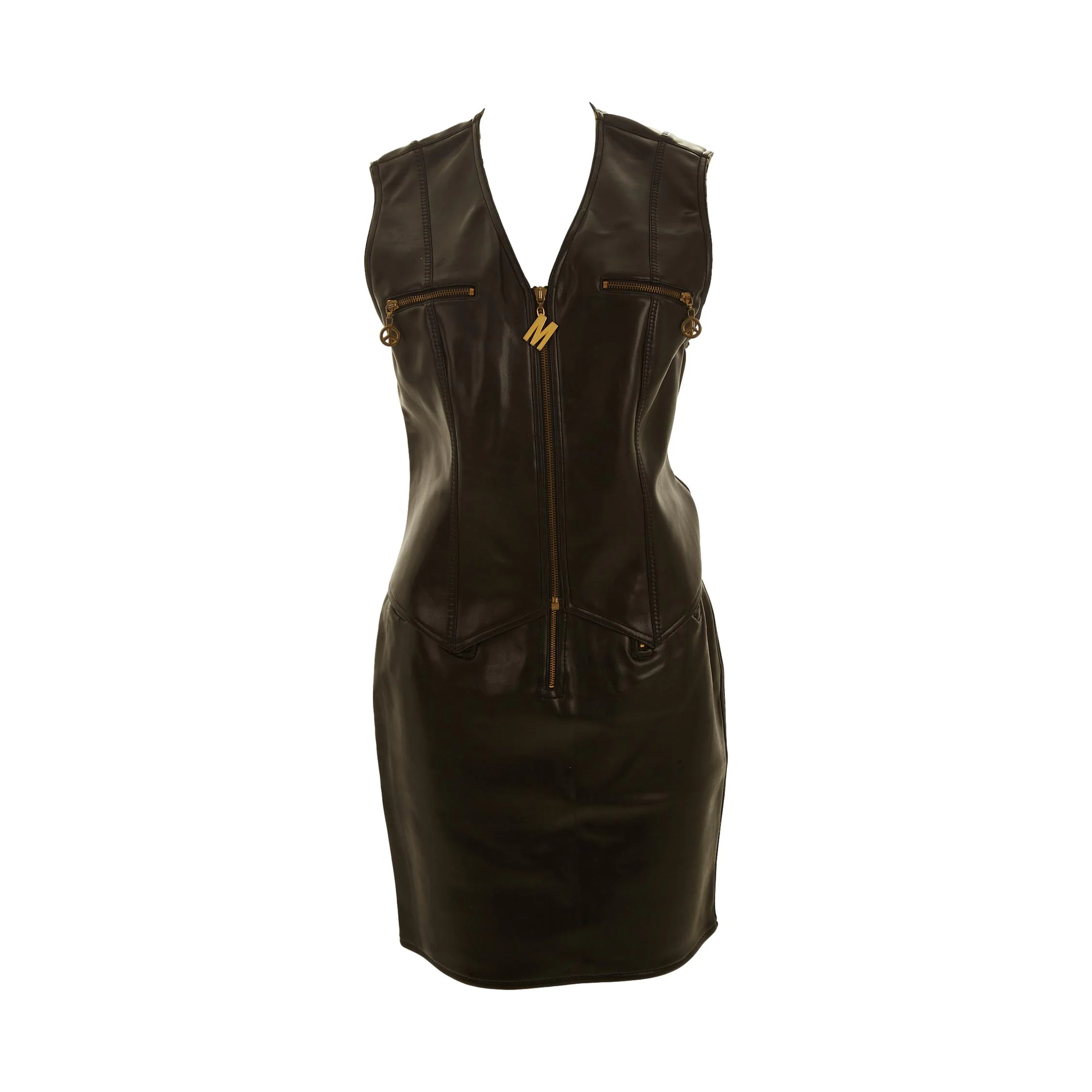 Moschino Black Leather Skirt Set - Image 2