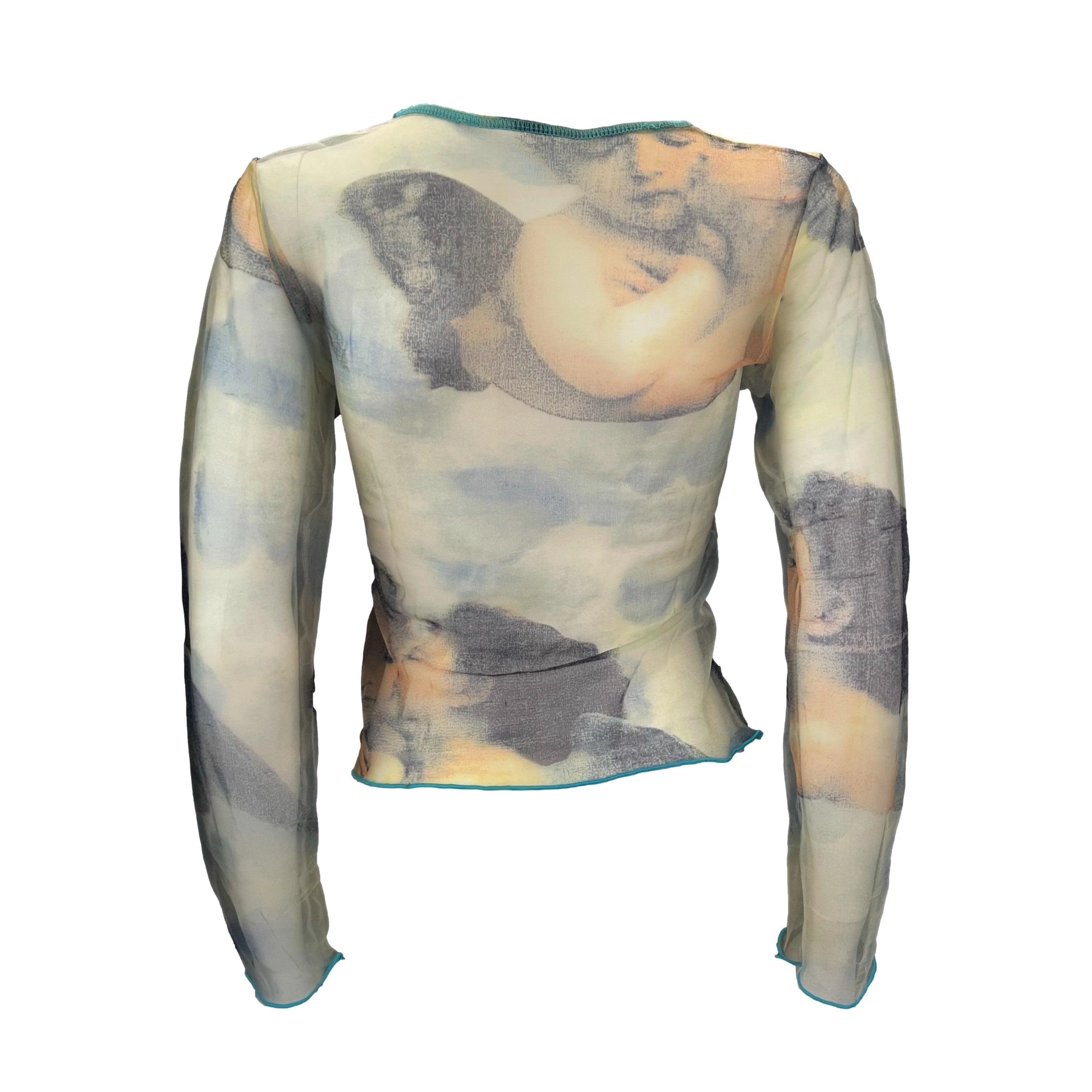 Moschino Blue Cherub Mesh Crop Long Sleeve - Image 2