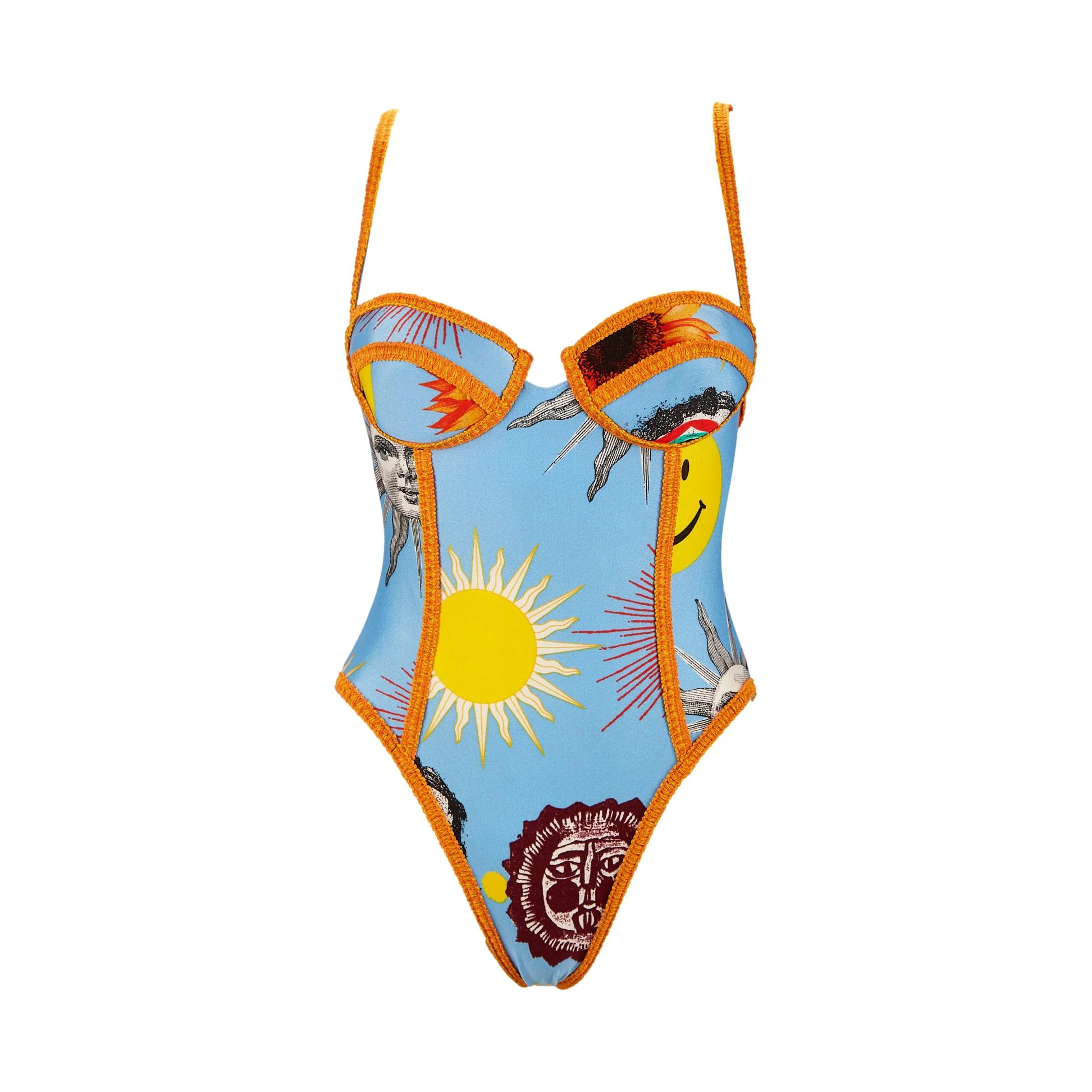 Moschino Blue Sun Print One Piece