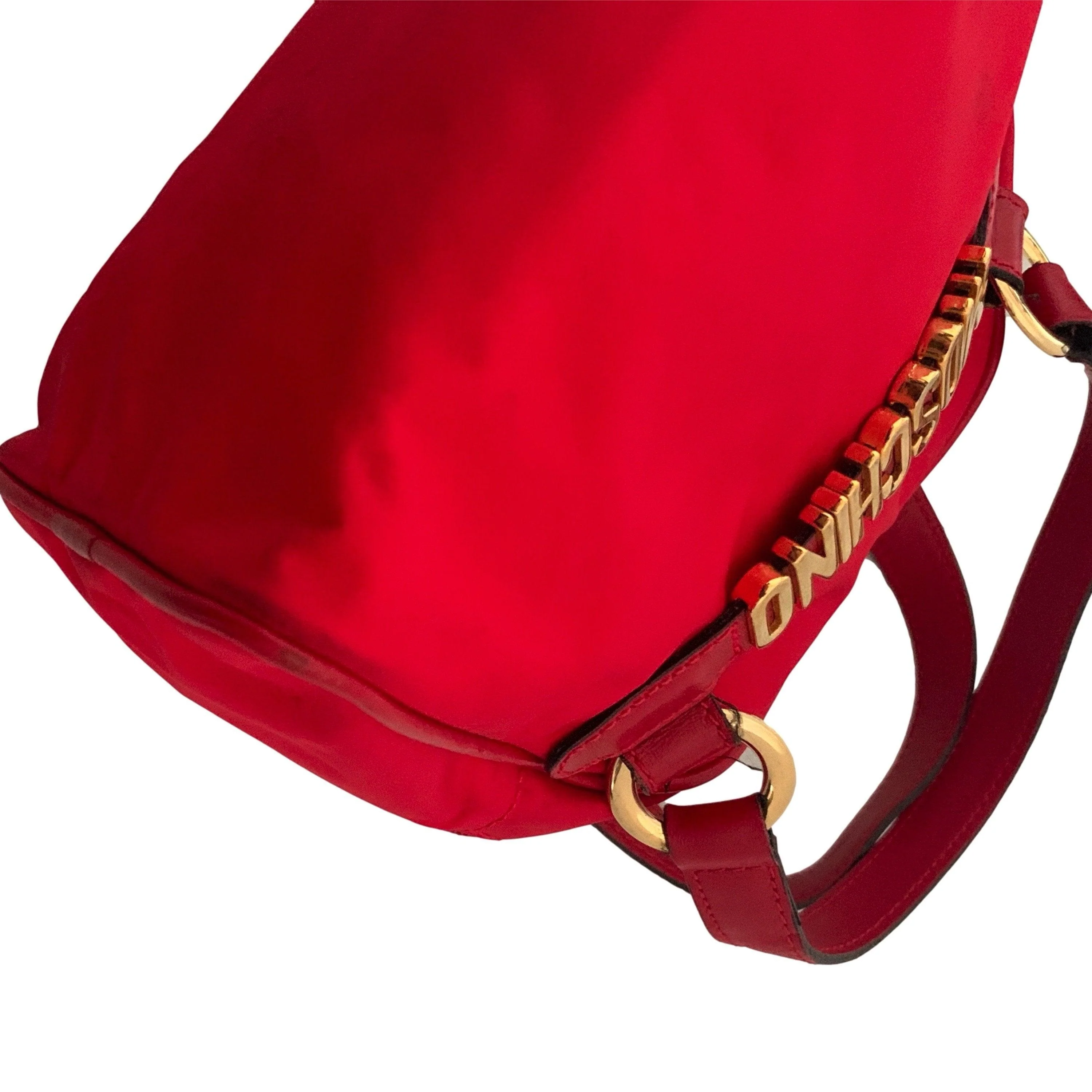 Moschino Red Nylon Mini Two-Way Bag - Image 2