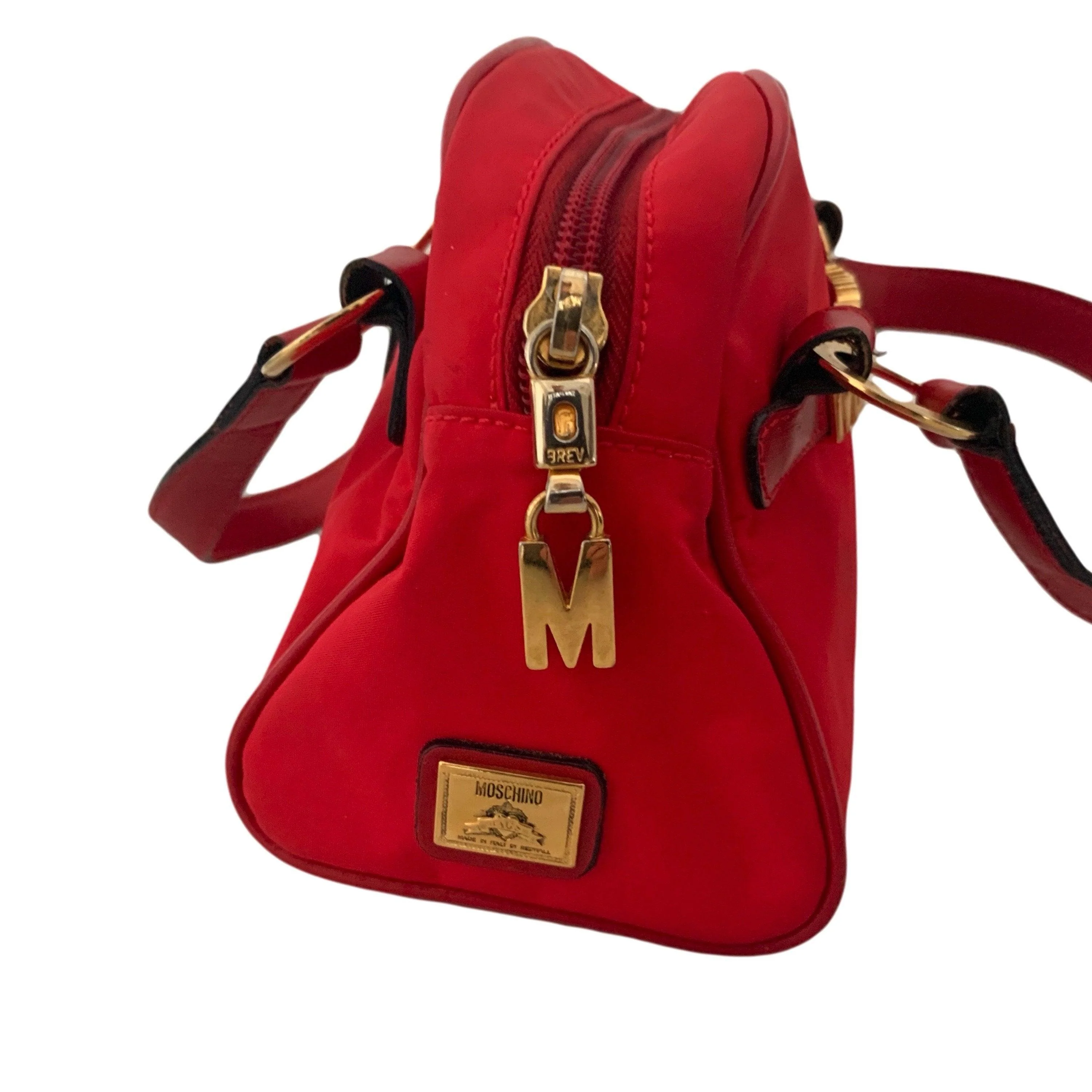 Moschino Red Nylon Mini Two-Way Bag - Image 4