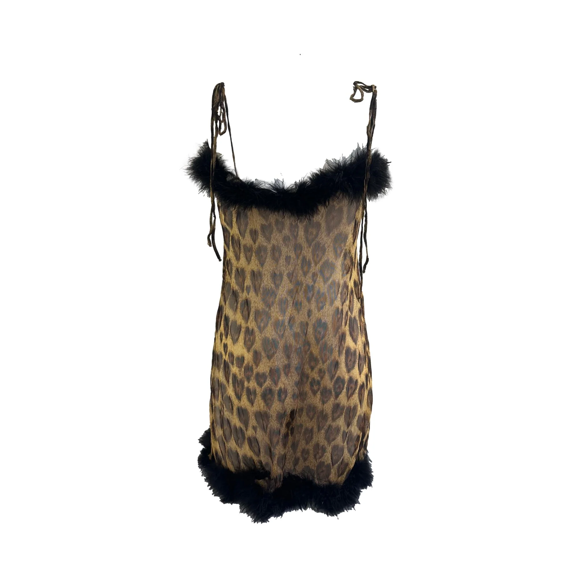 Moschino Sheer Cheetah Feather Dress - Image 2