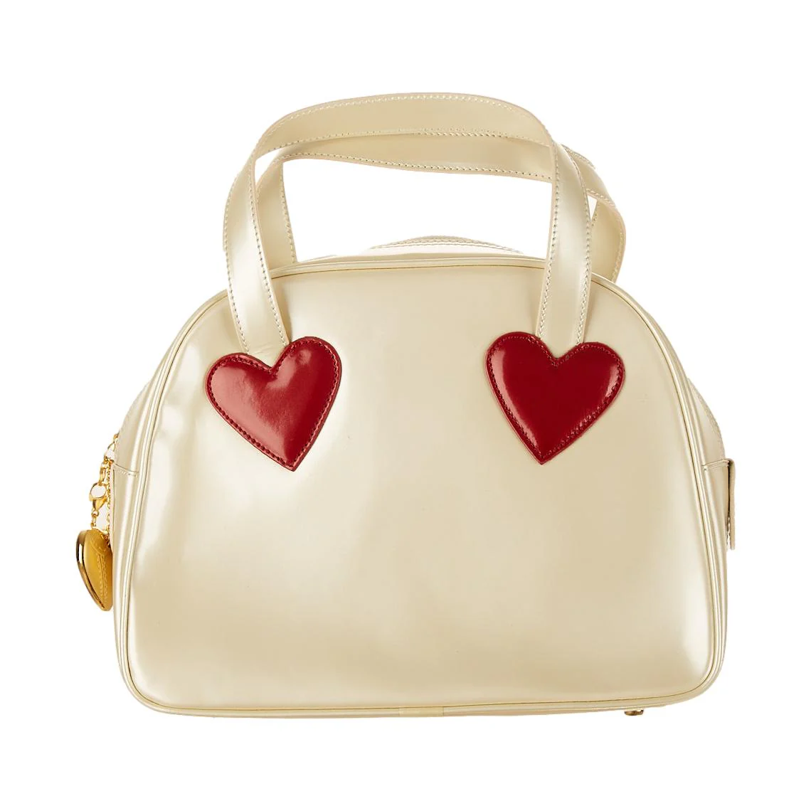 Moschino White Patent Heart Top Handle Bag - Image 2