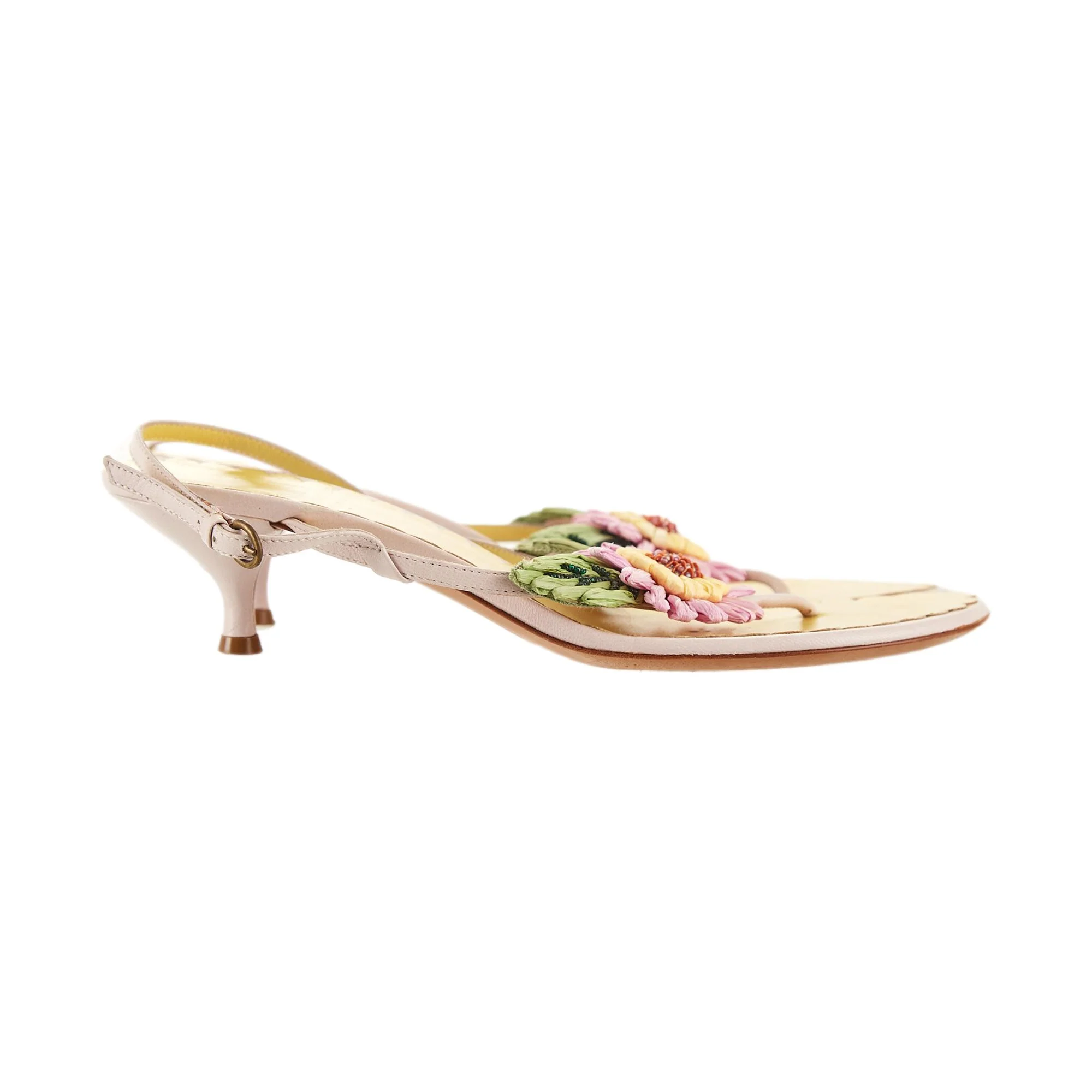 Moschino Yellow Flower Kitten Heels - Image 2