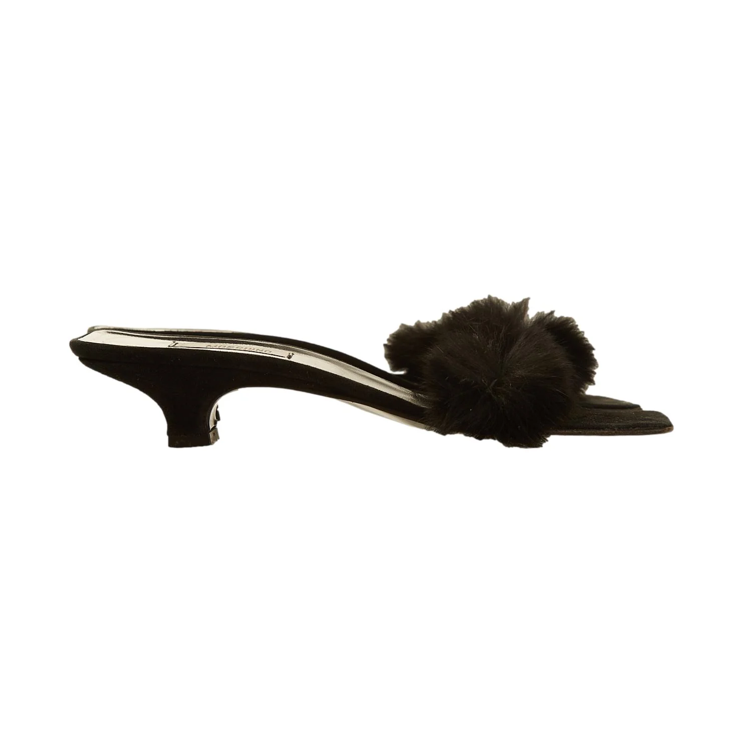 Moshino Black Fur Kitten Heels - Image 2