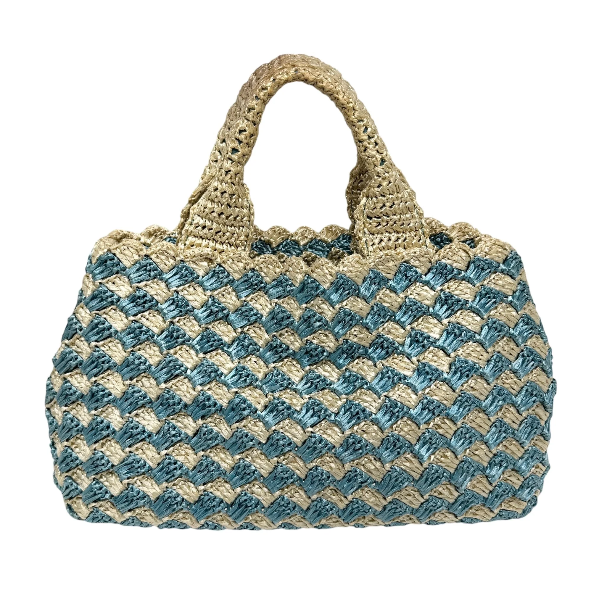 Prada Baby Blue Basket Canapa Bag - Image 2