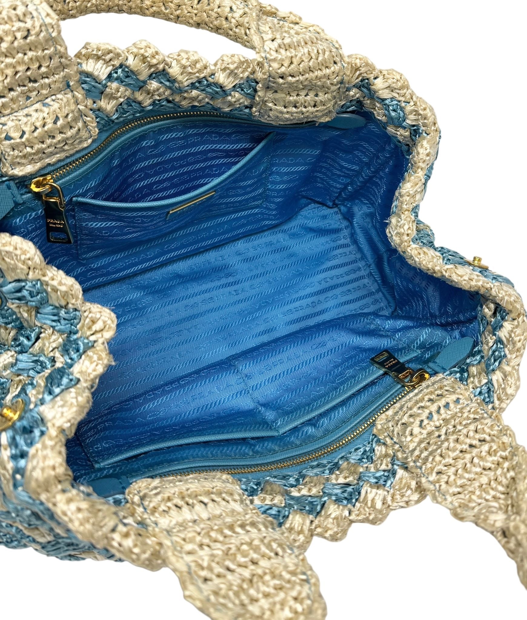 Prada Baby Blue Basket Canapa Bag - Image 3