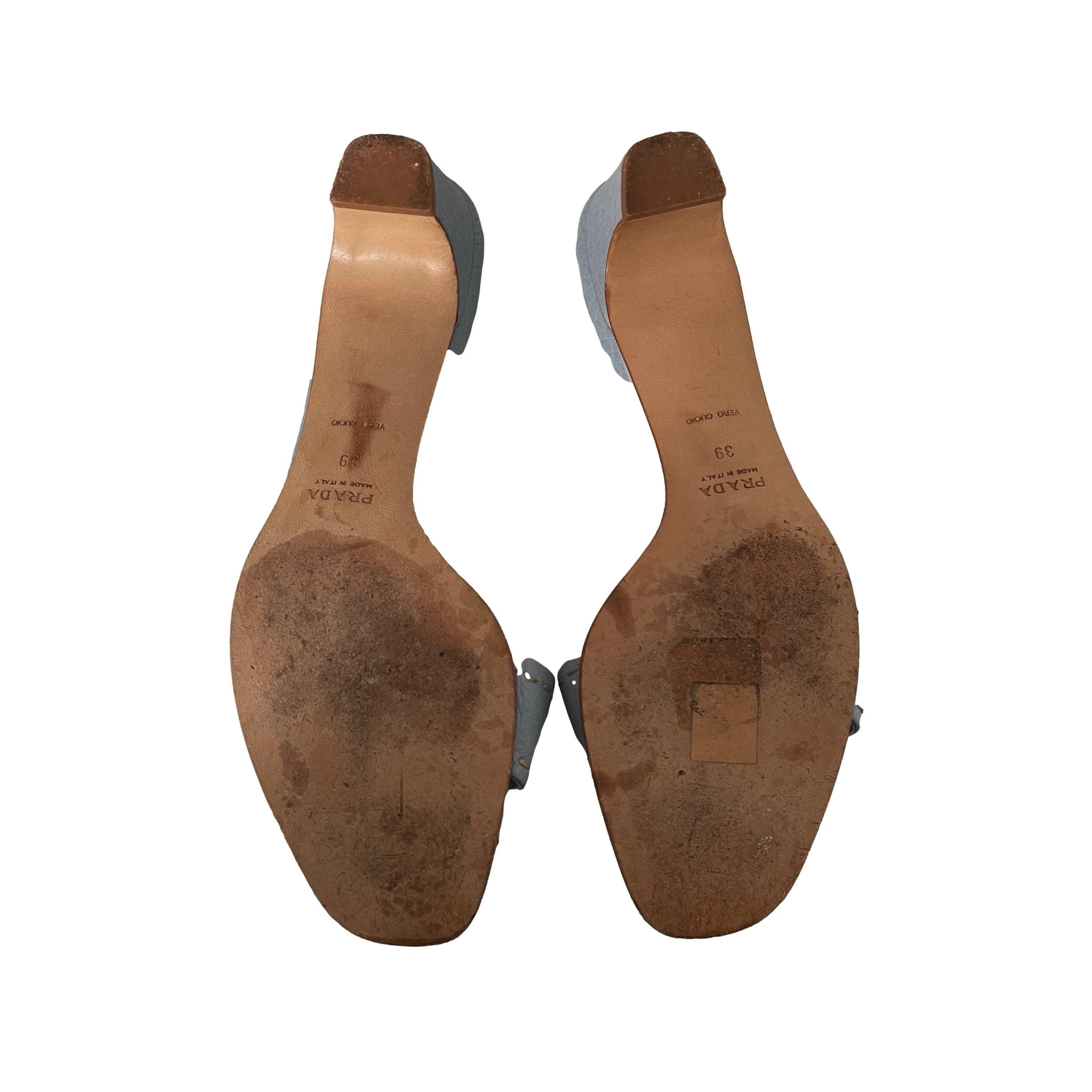 Prada Baby Blue Logo Kitten Heels - Image 3