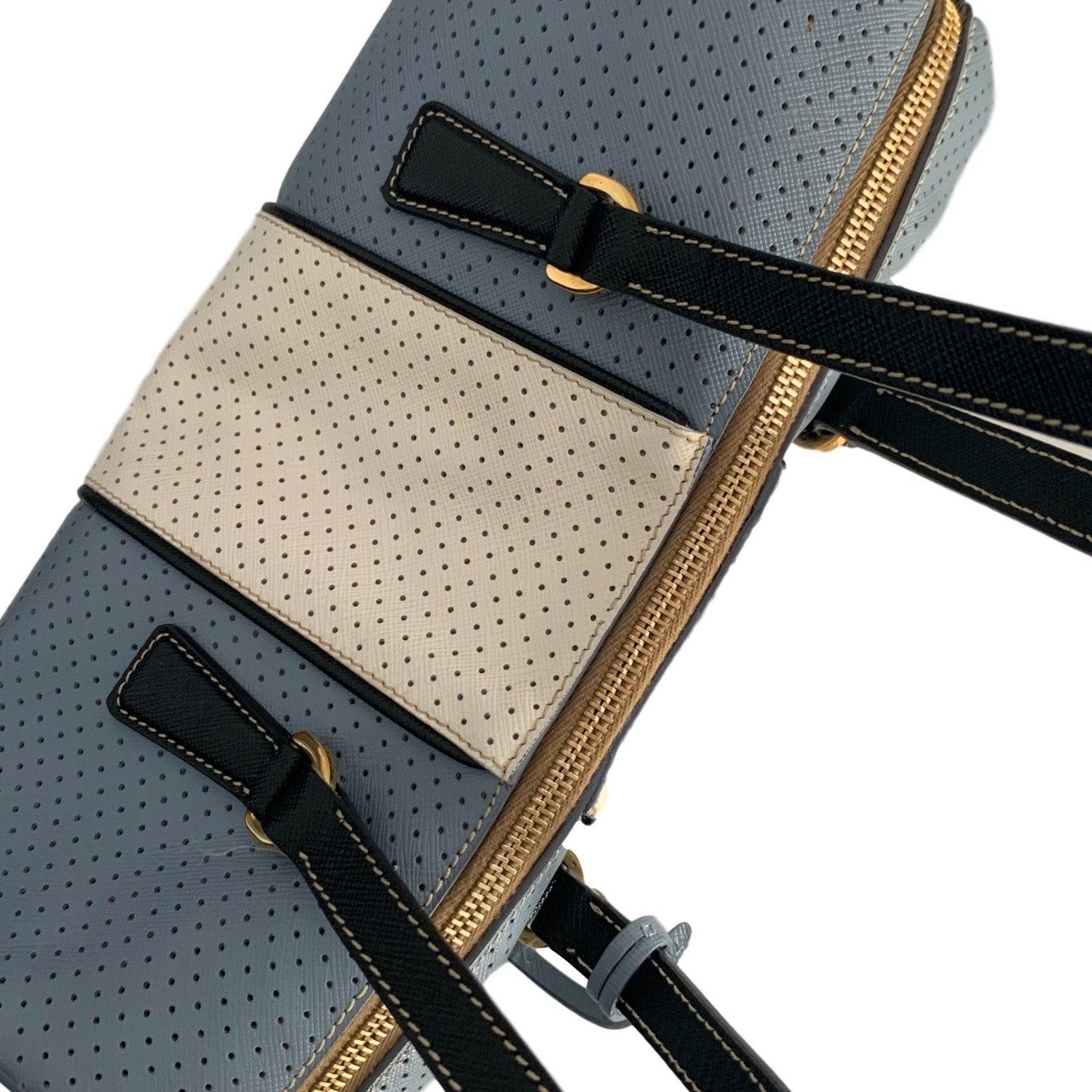 Prada Baby Blue Perforated Cylinder Bag - Image 4